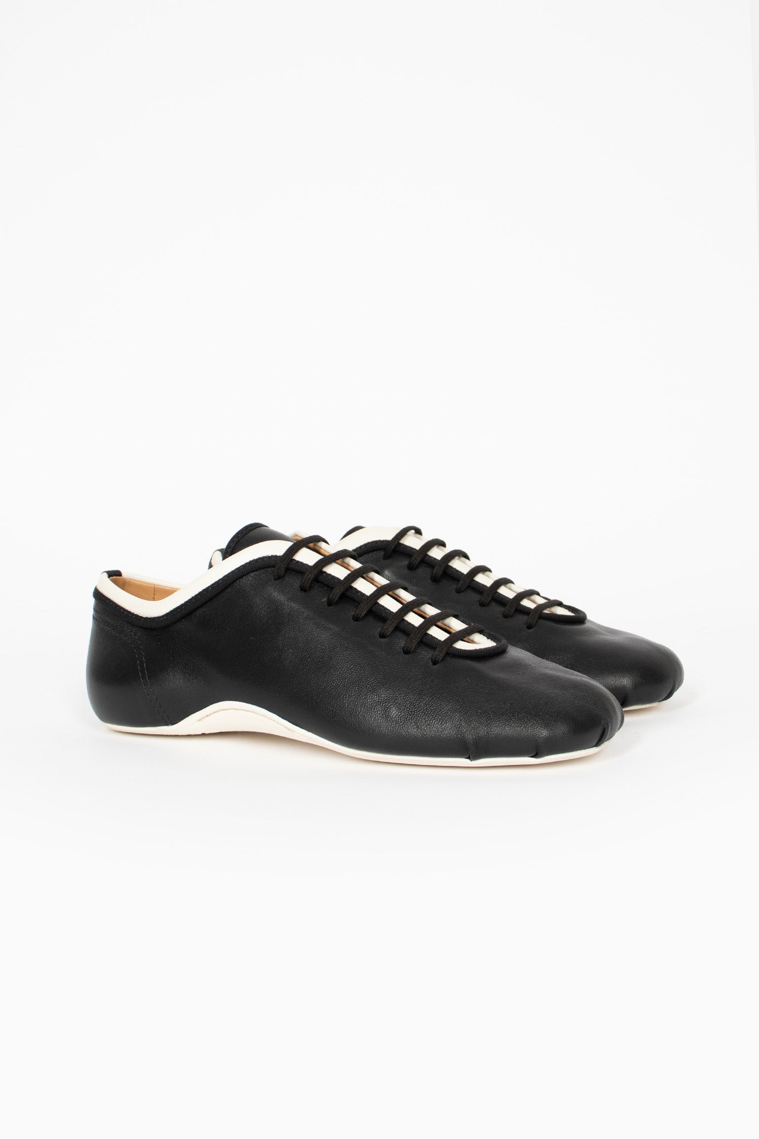 Leather Ballerina Sneakers Black