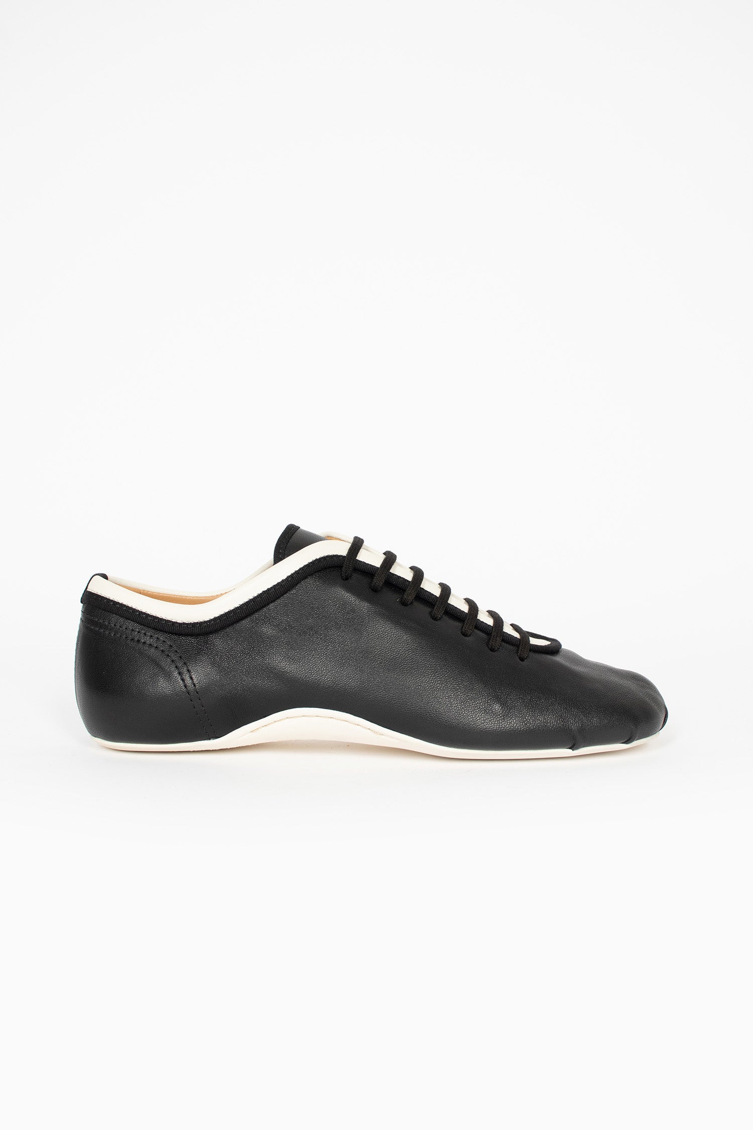 Leather Ballerina Sneakers Black