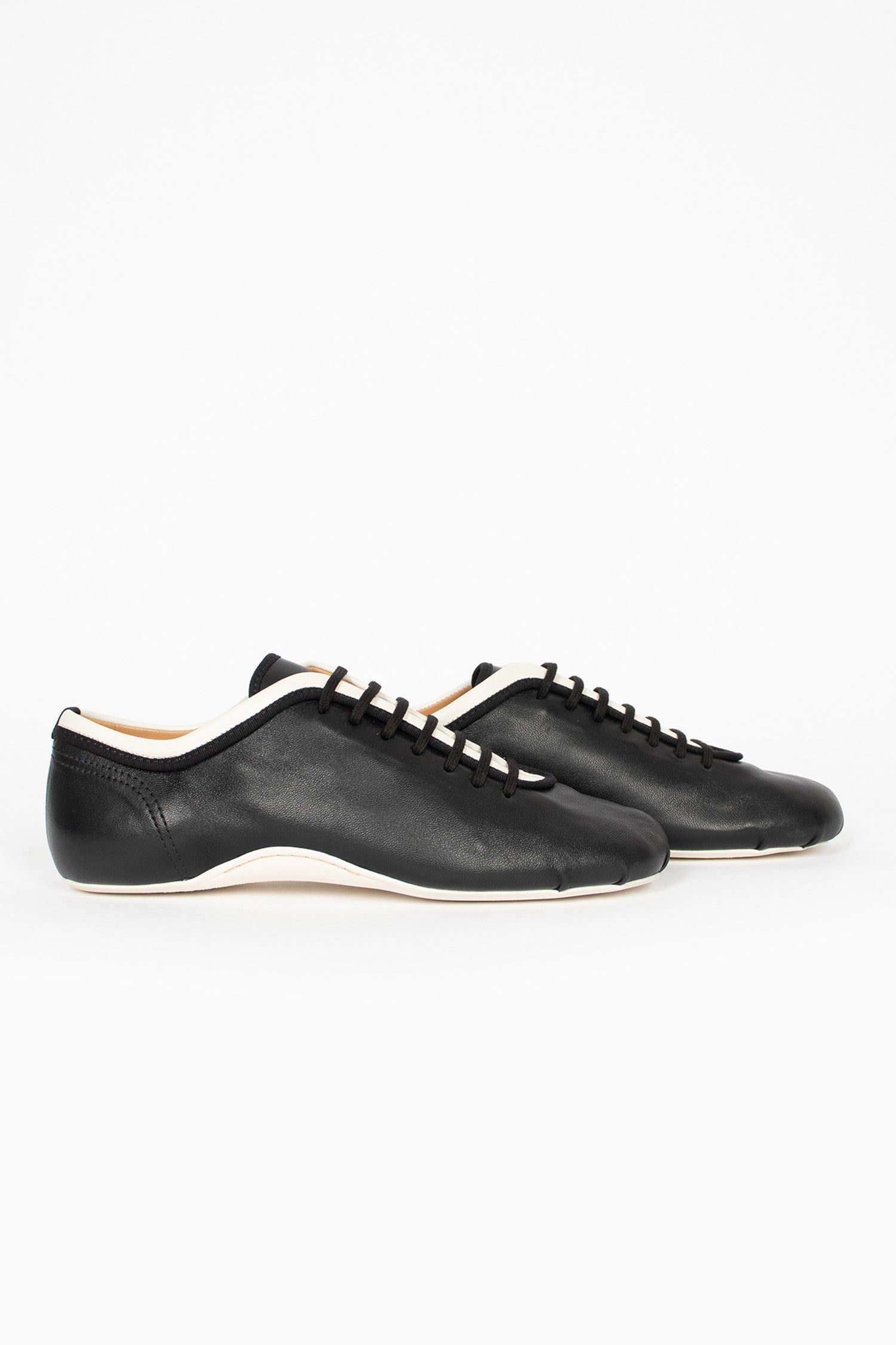Leather Ballerina Sneakers Black