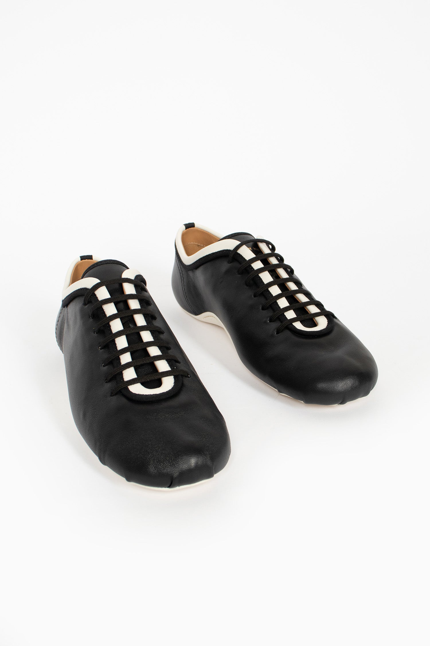Leather Ballerina Sneakers Black