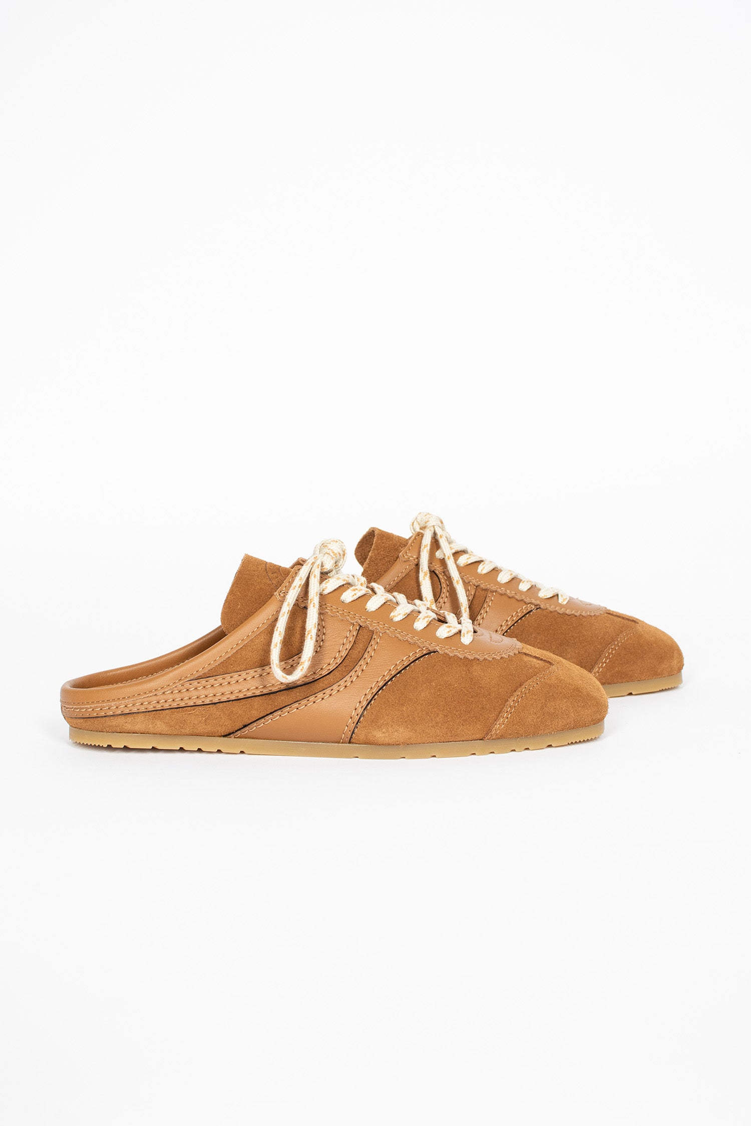 Marathon Suede Sneaker Mules Tan