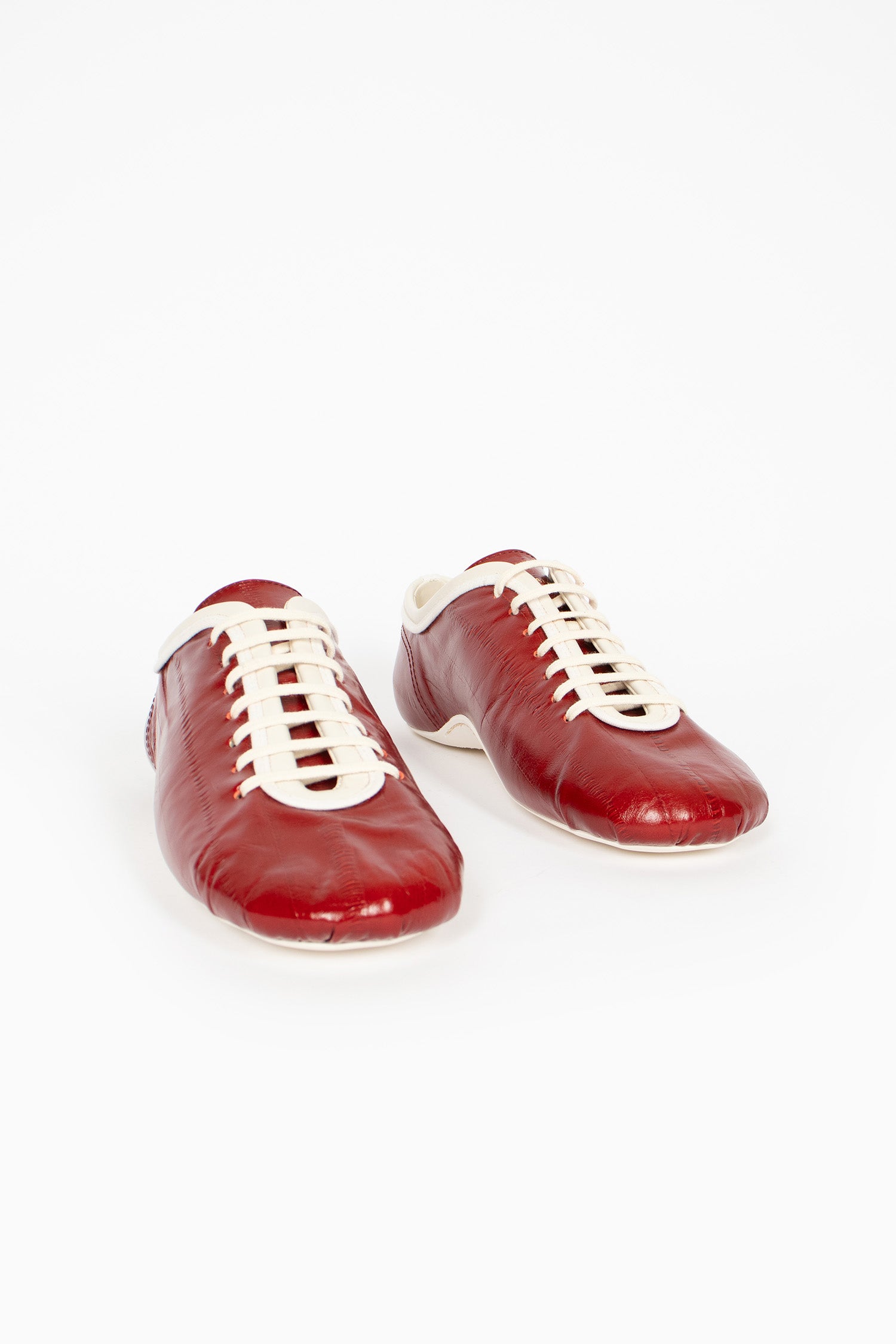 Leather Ballerina Sneakers Red