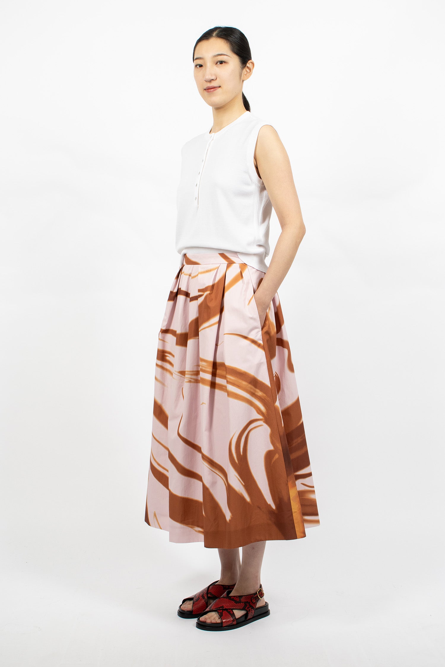 Printed Cotton Skirt Brown/Pink