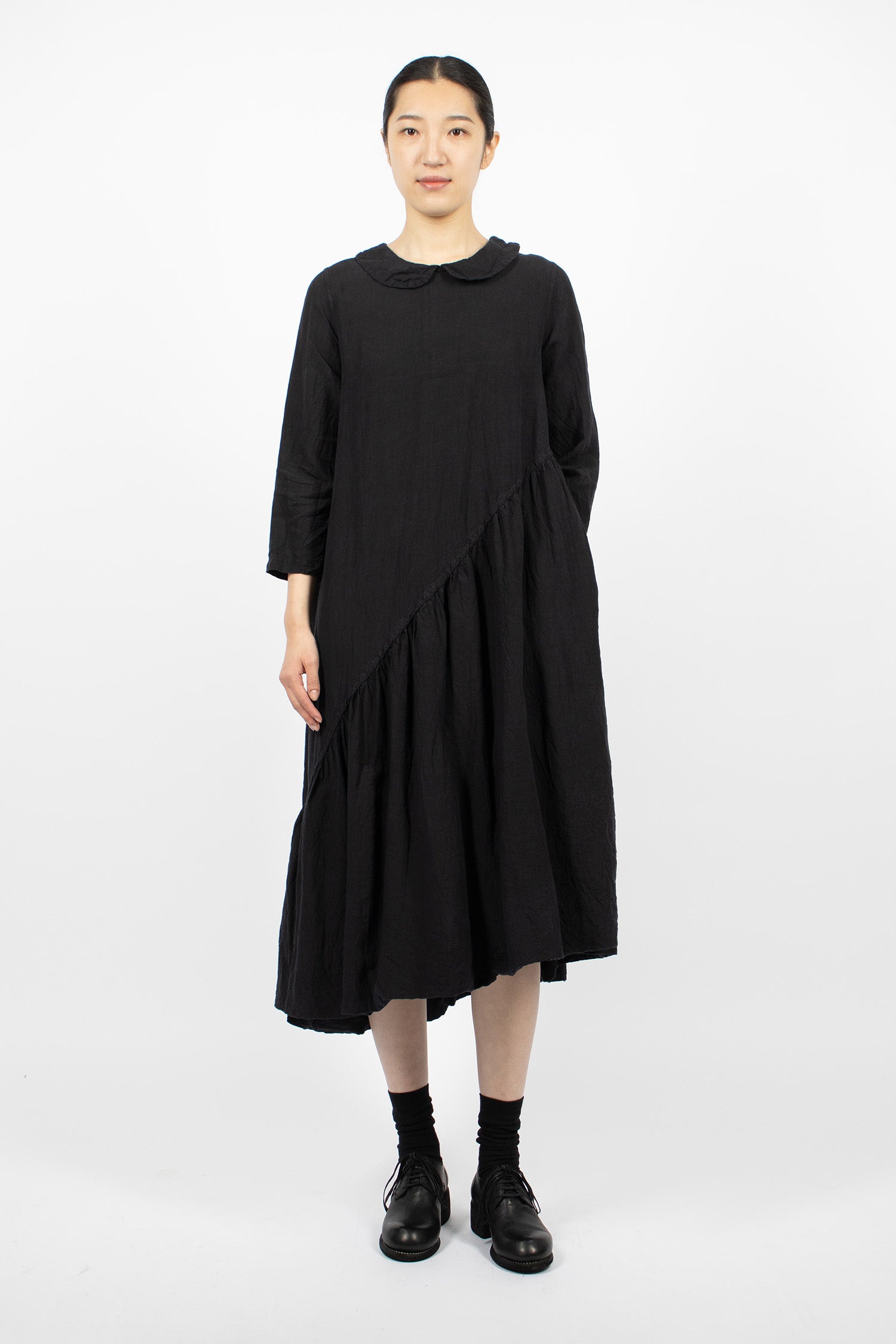 Spiral Linen Dress Navy