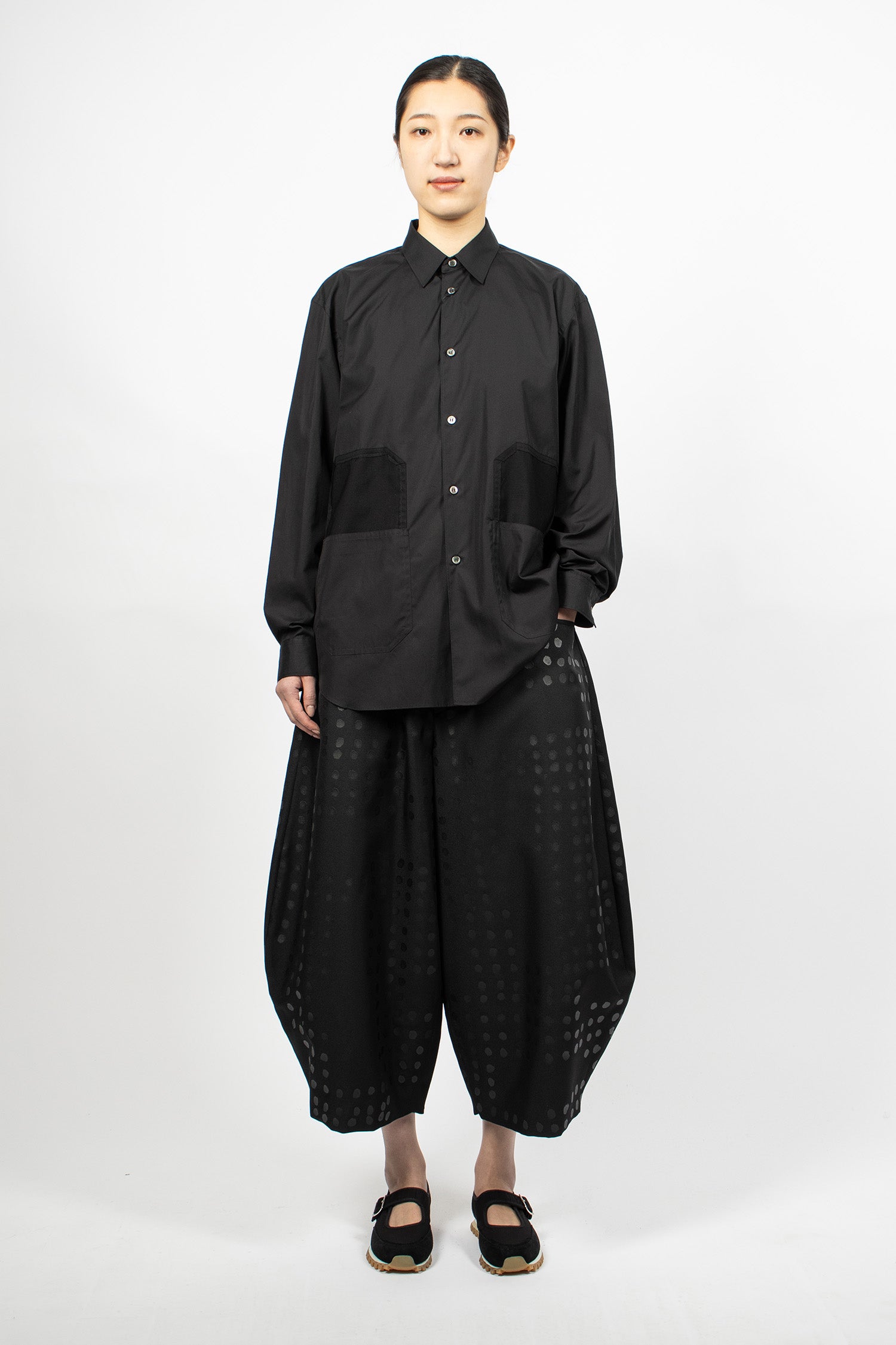 Polka Dot Balloon Pants Black Twill