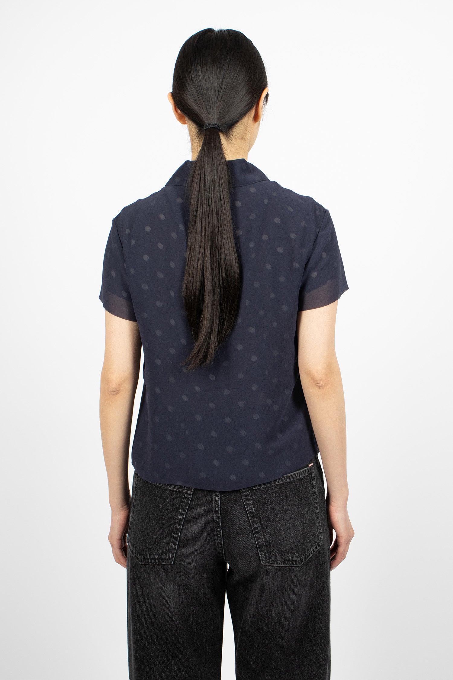Layered T-Shirt Blouse Navy/White