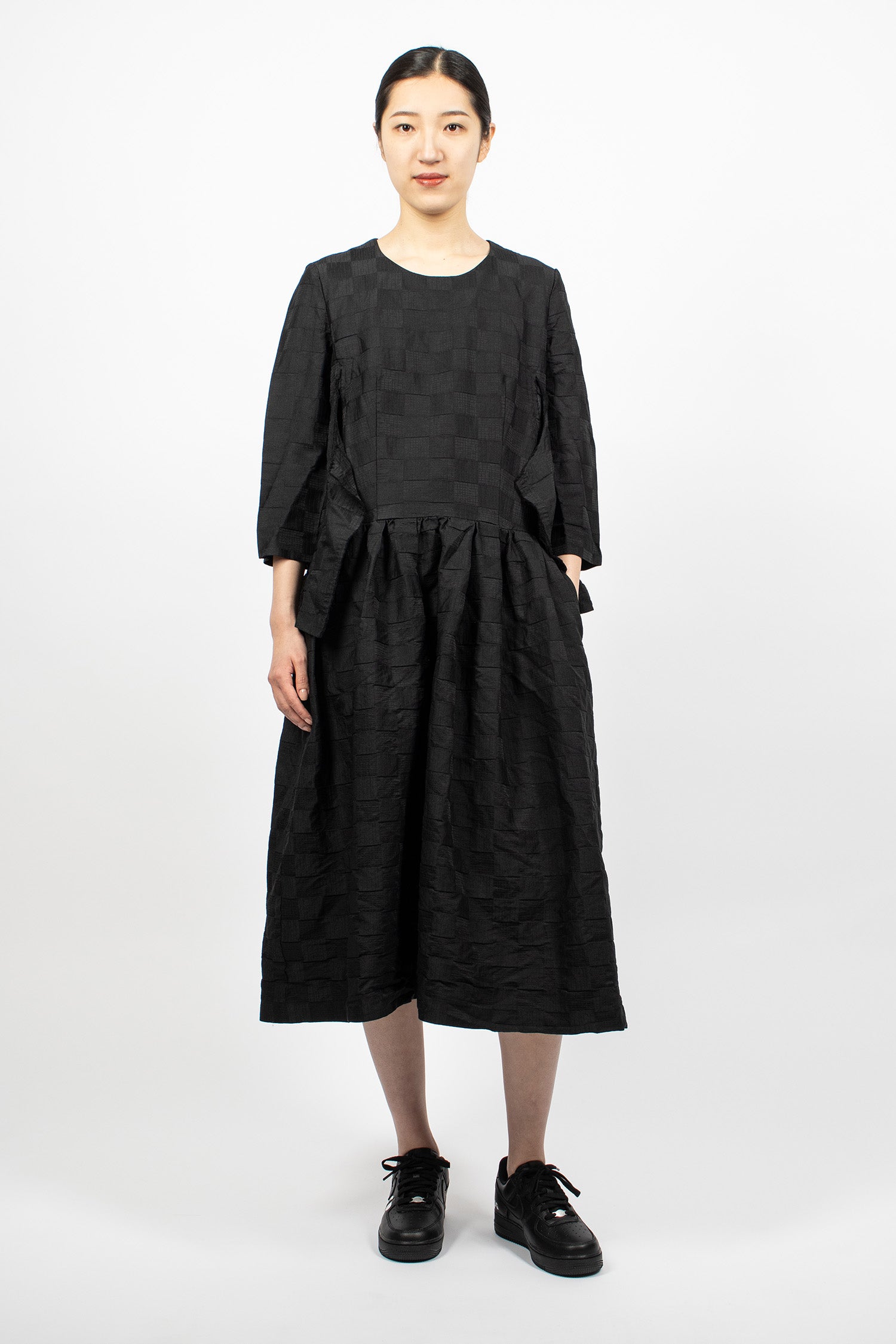 Layered Jacquard Dress Black