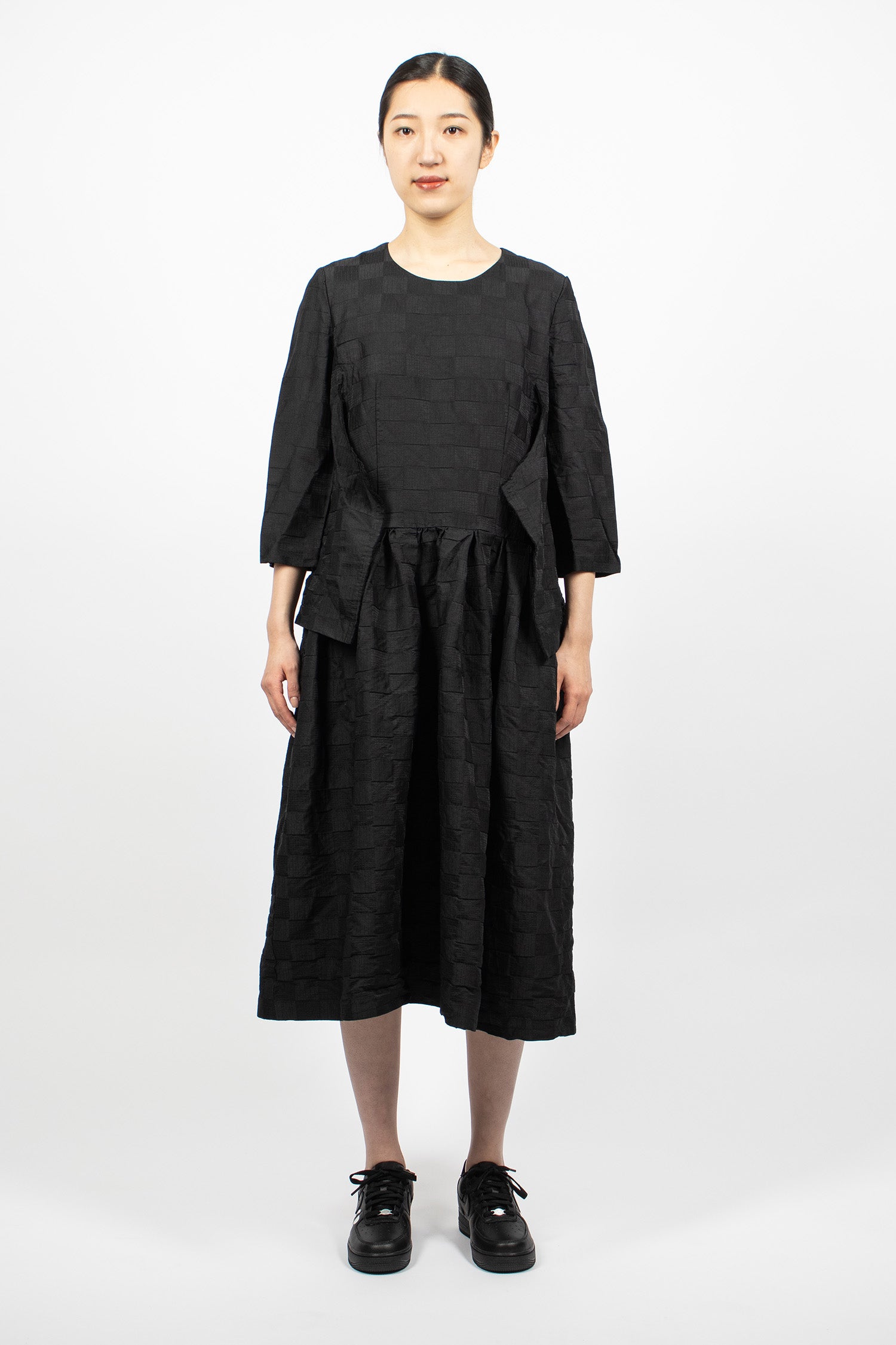 Layered Jacquard Dress Black