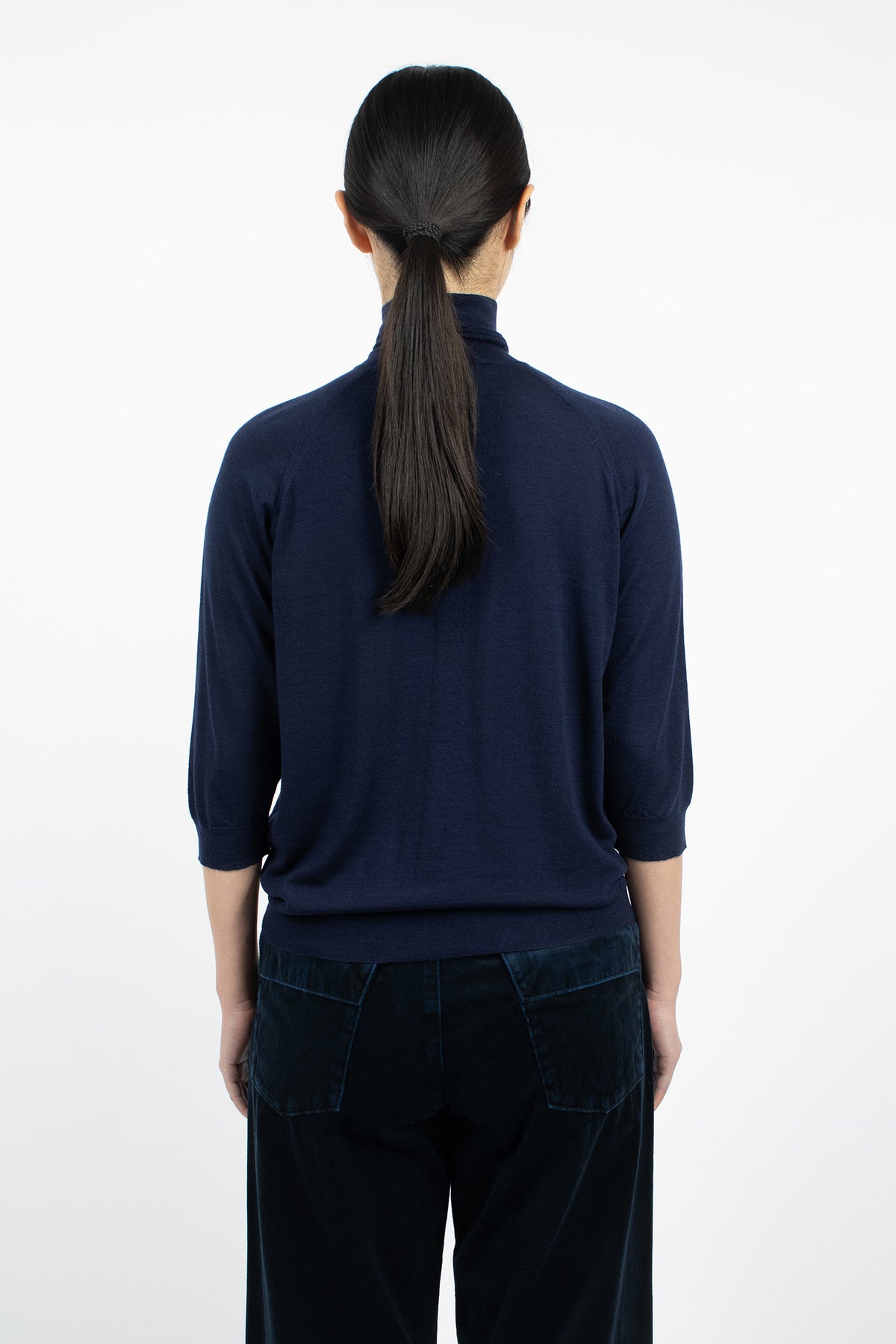 Elbow Sleeve Turtleneck Navy