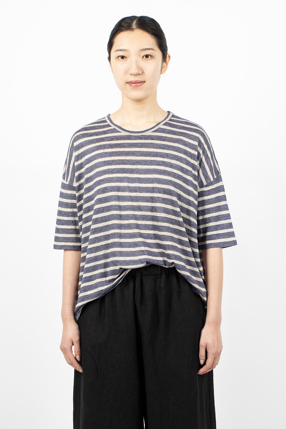 Linen T-Shirt Blue Stripe