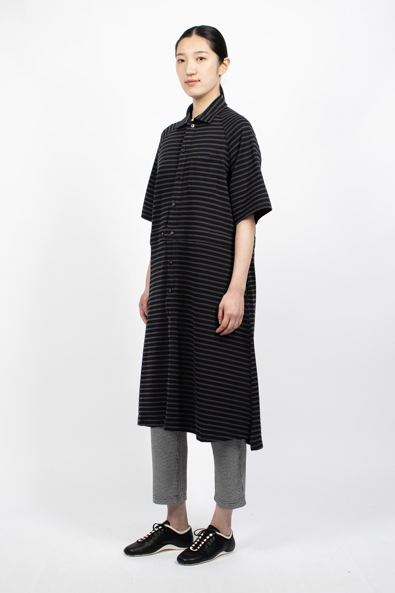 Polo Long Jersey Dress Charcoal/Black Stripe