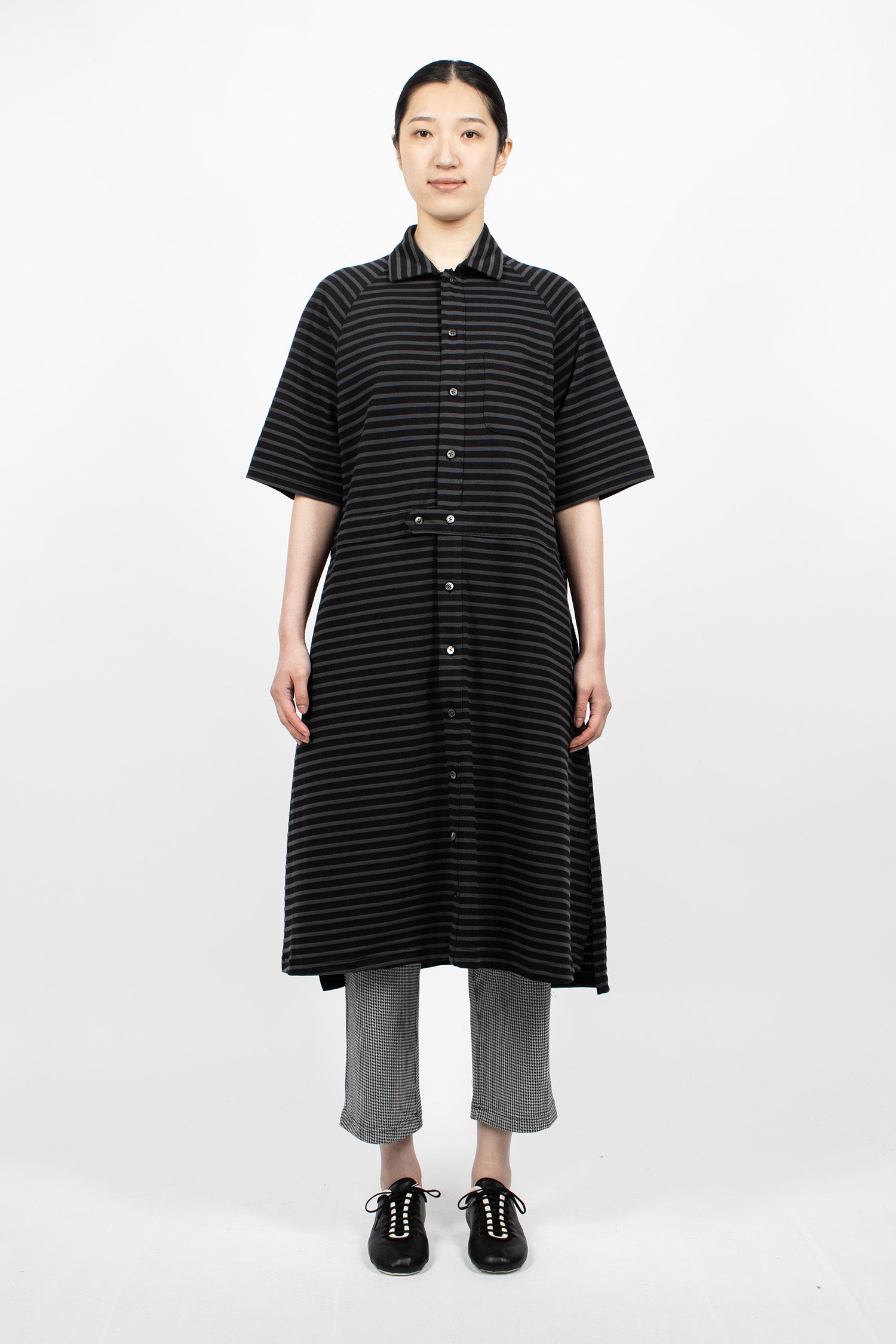 Polo Long Jersey Dress Charcoal/Black Stripe