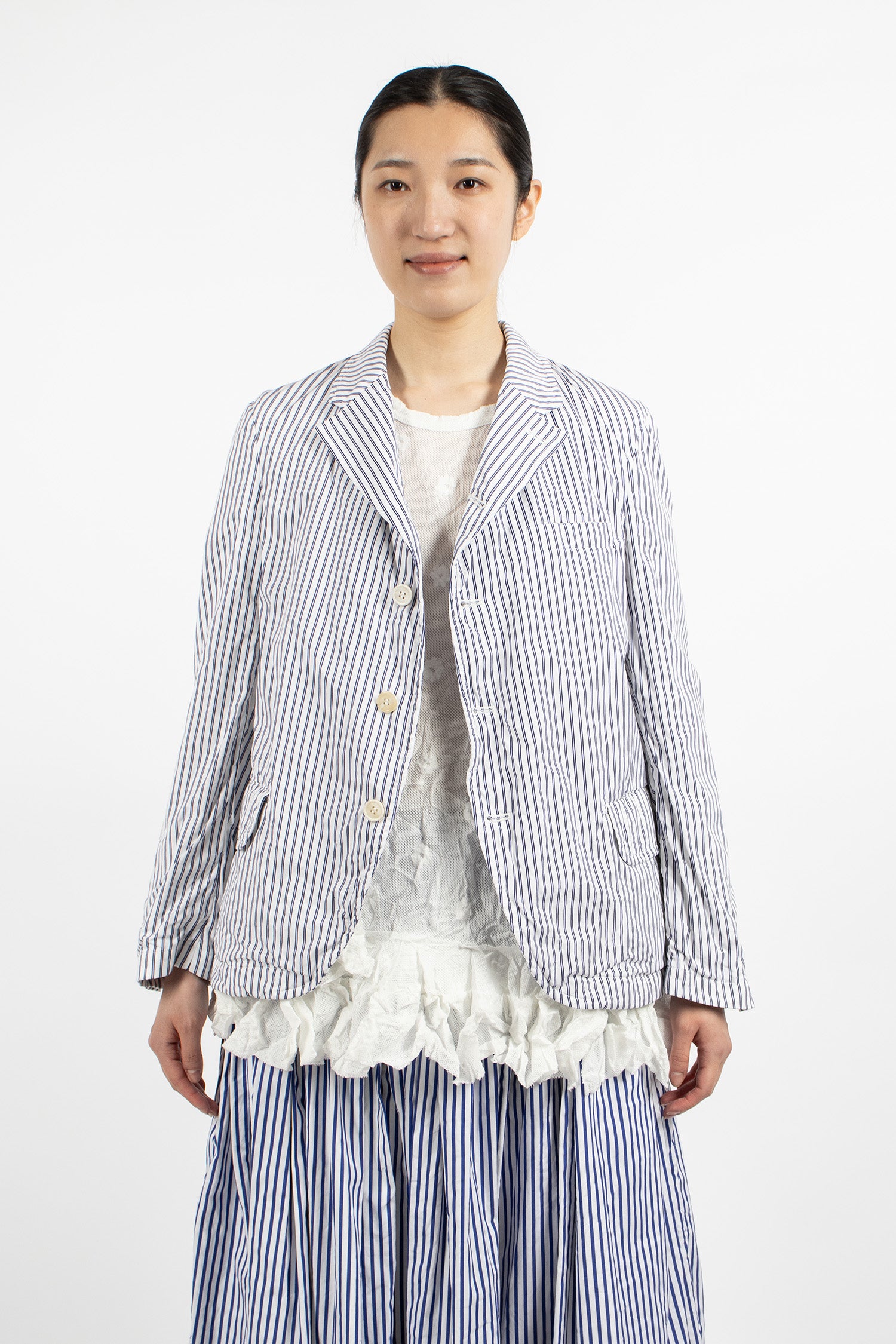 Stripe Blazer Jacket White/Navy/Sax