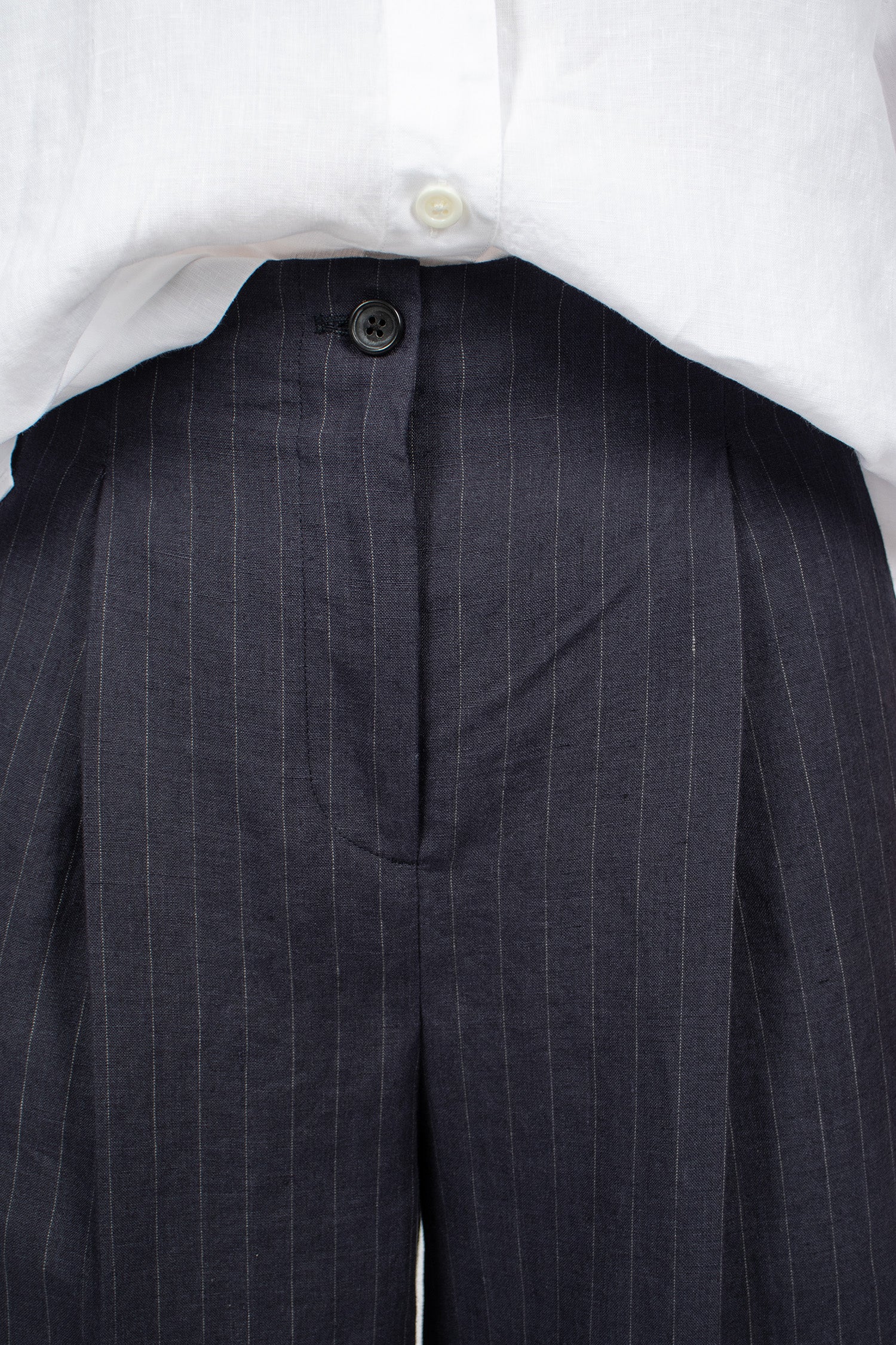 Pleated Front Cropped Trousers Navy/Grey