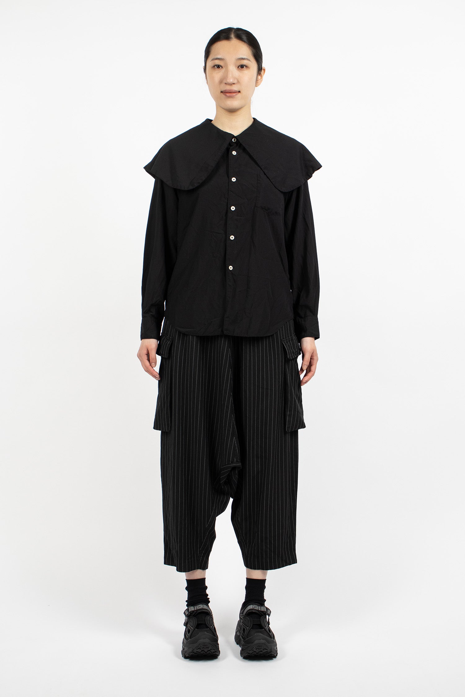 Dropped Crotch Pinstripe Pants Black/White