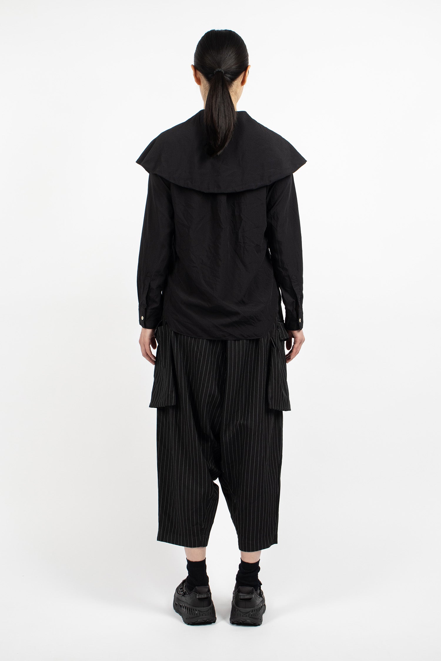 Dropped Crotch Pinstripe Pants Black/White