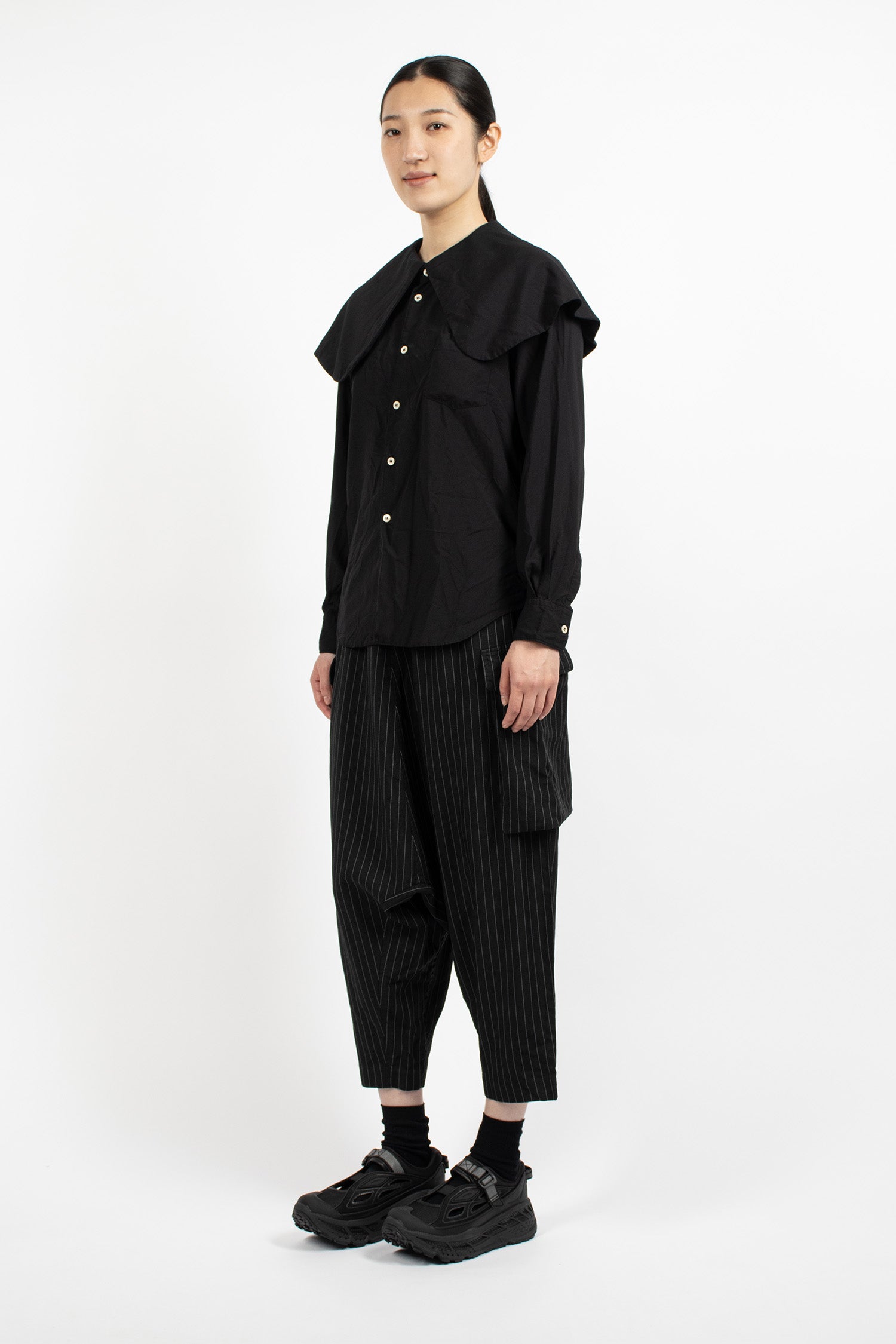 Dropped Crotch Pinstripe Pants Black/White