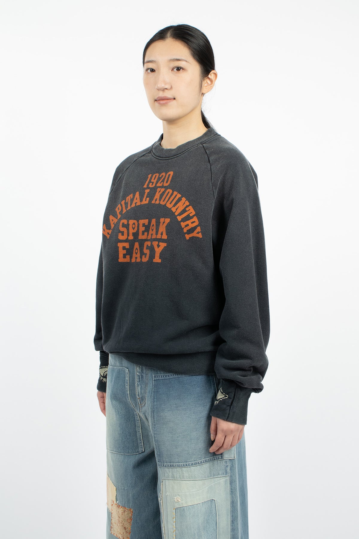 Knit Raglan Crew Sweatshirt Black