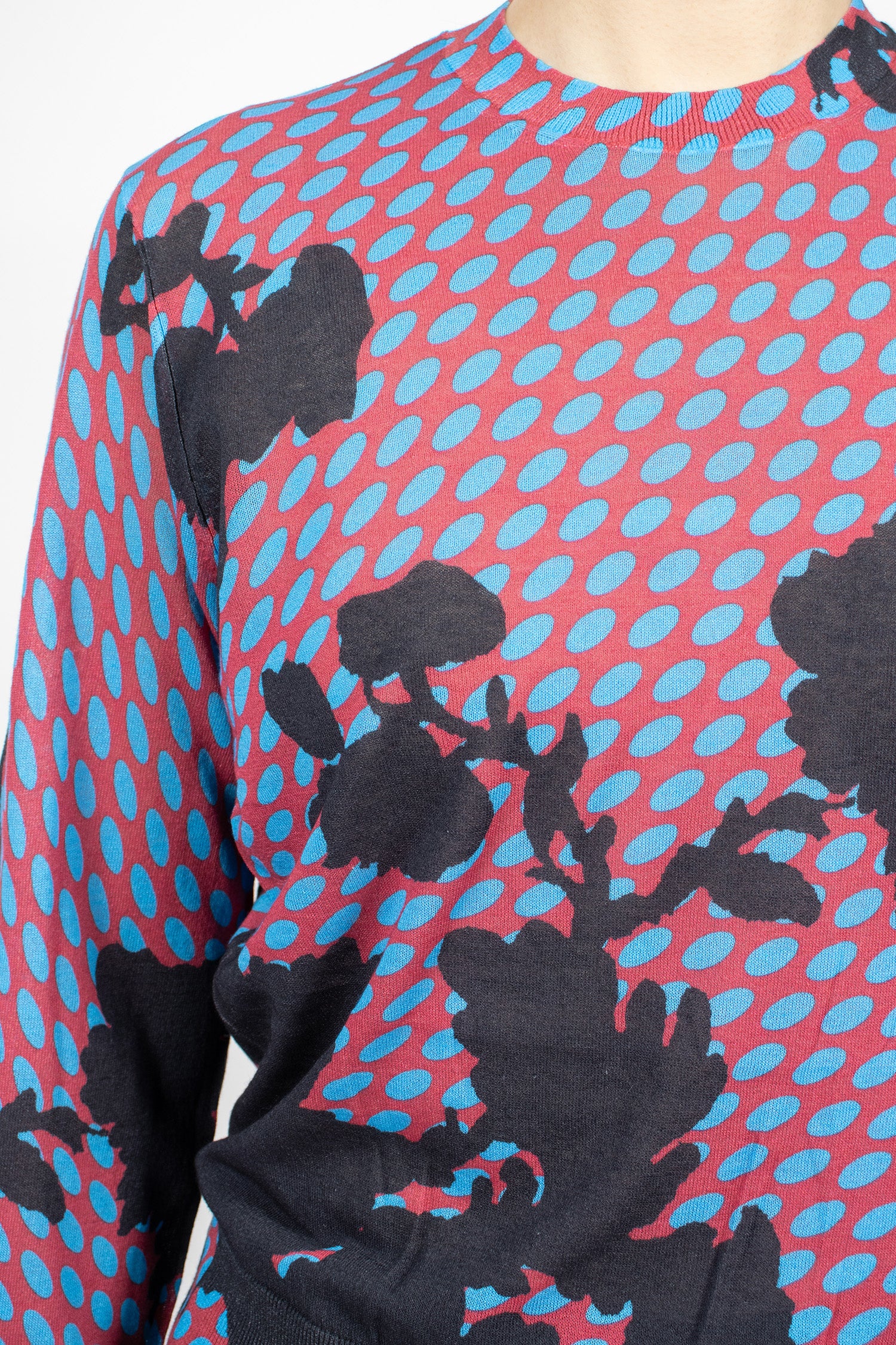 Sheer Dot Print Sweater Burgundy