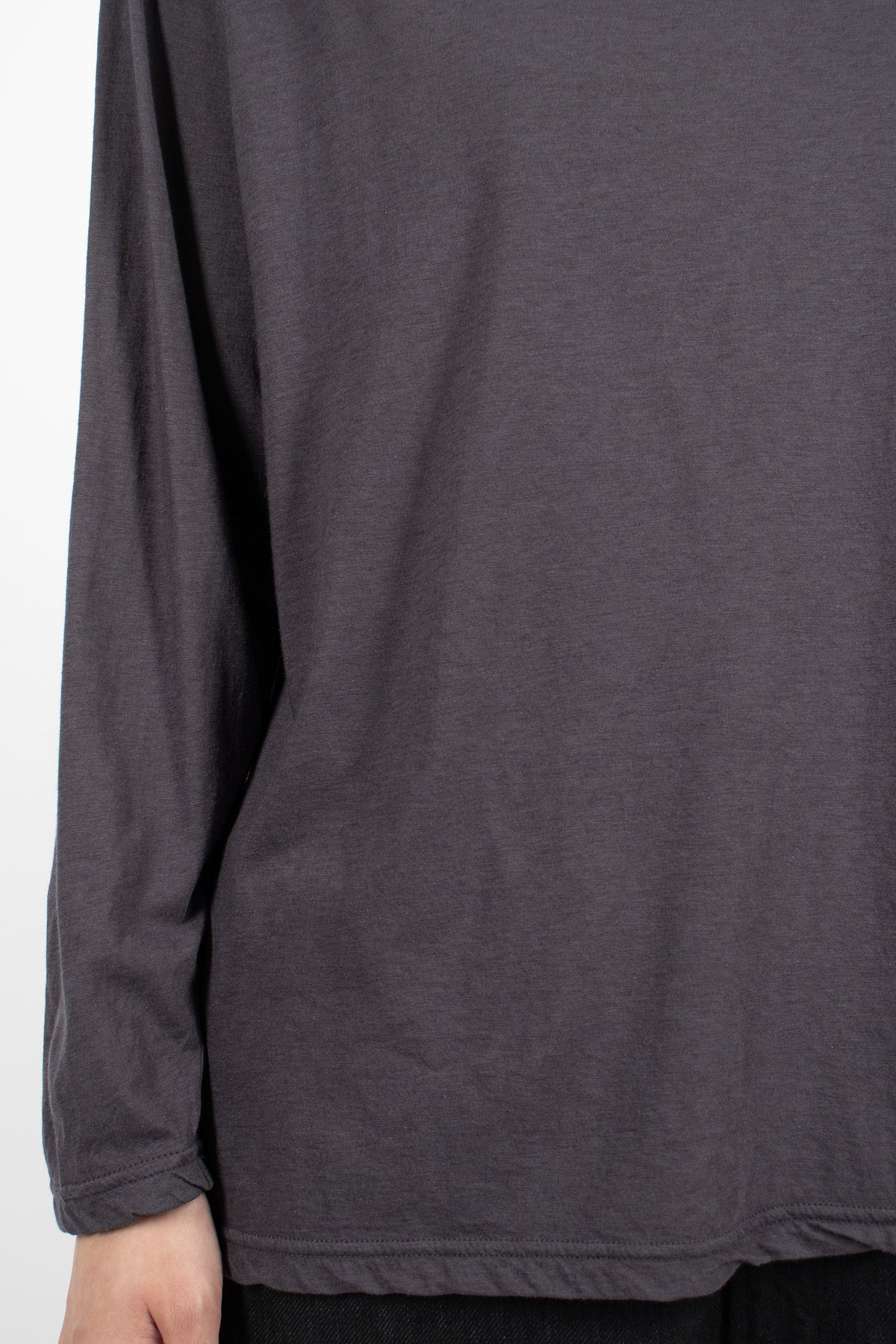 Cotton Silk Plainstitch Mock Neck Pullover Navy