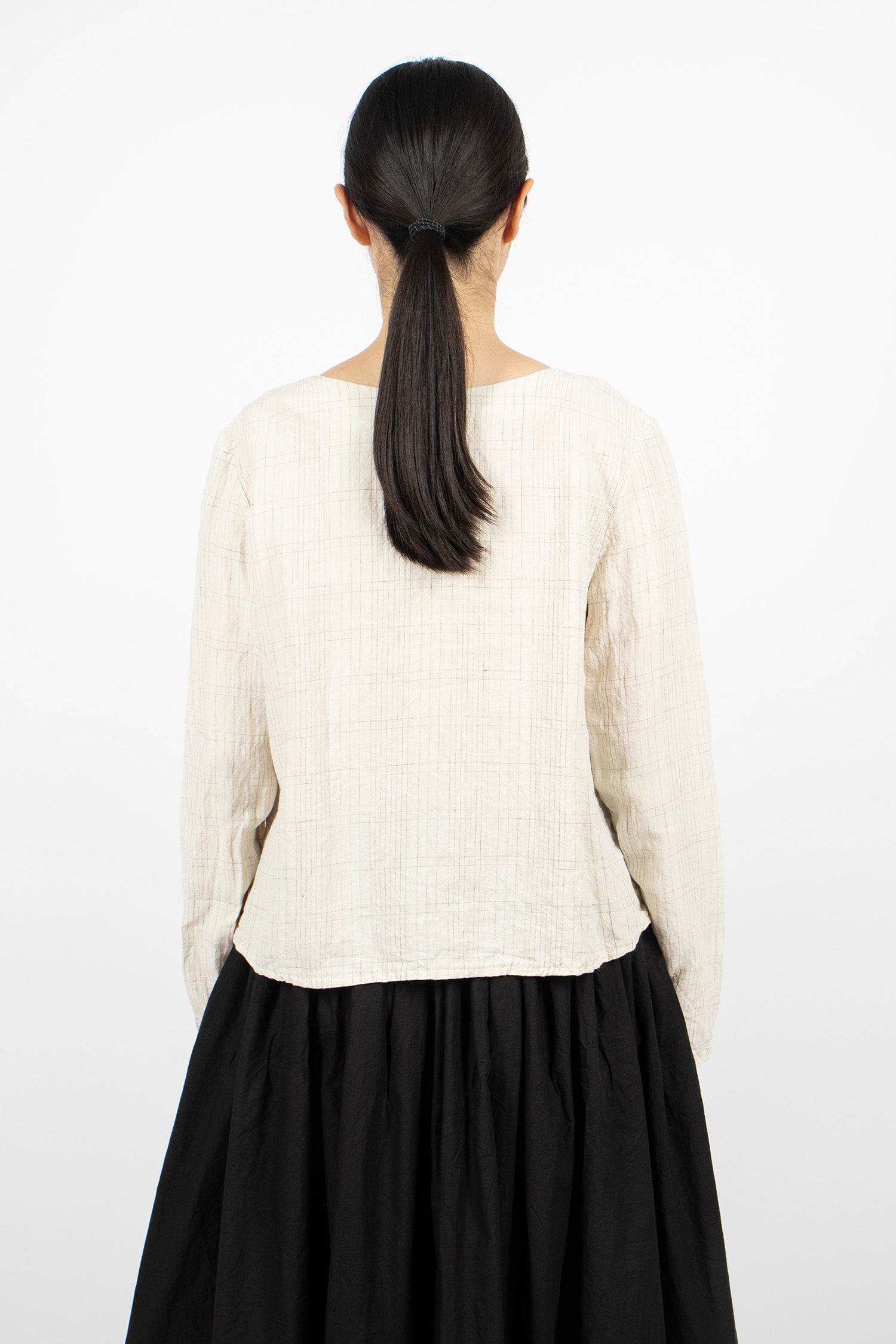 Hb Linen Blouse Silver Check