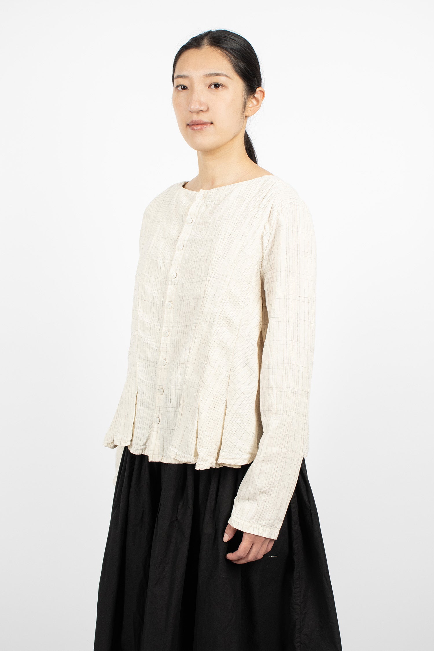 Hb Linen Blouse Silver Check