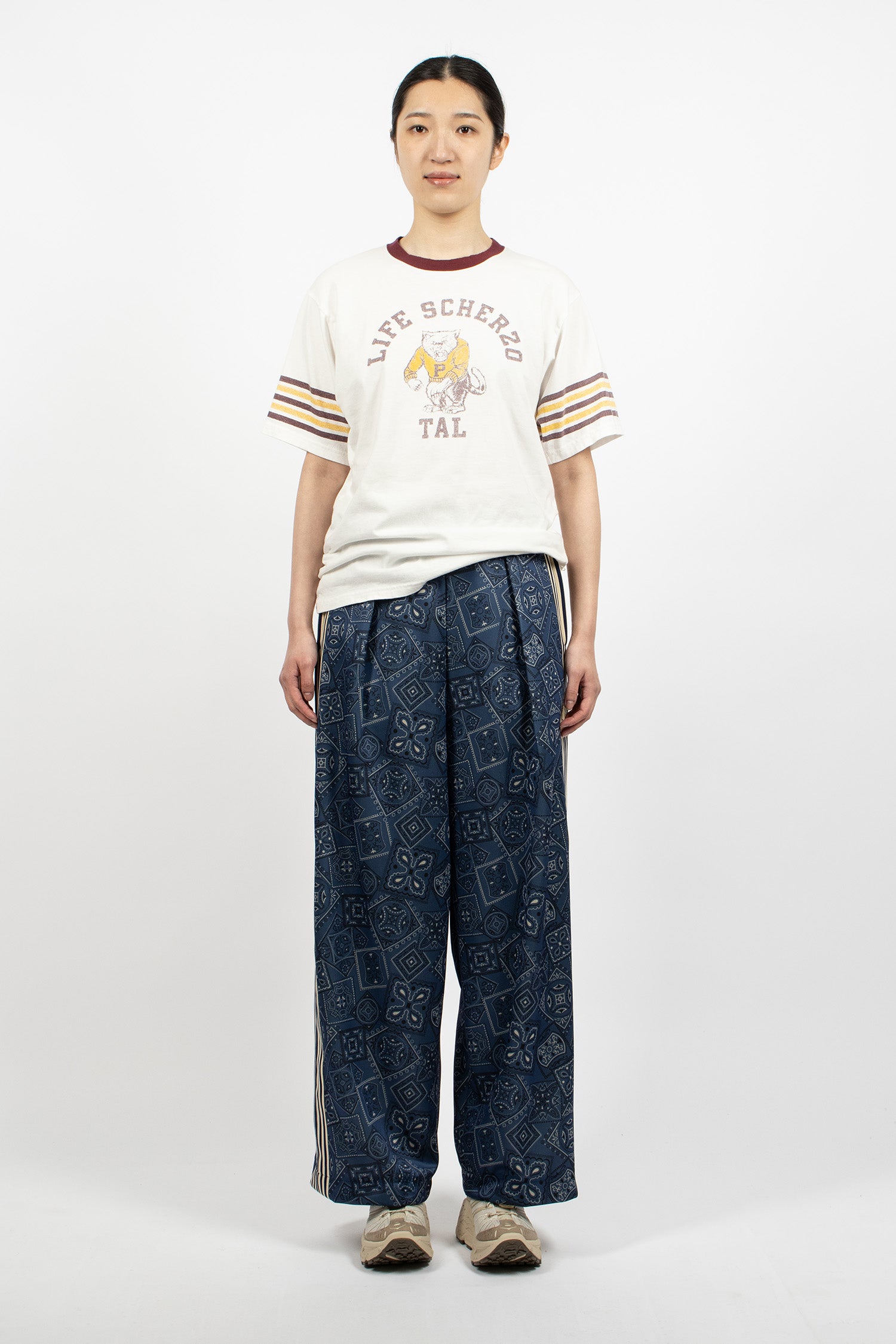 Smooth Jersey Cookie Bandana Baggy Track Pants Navy