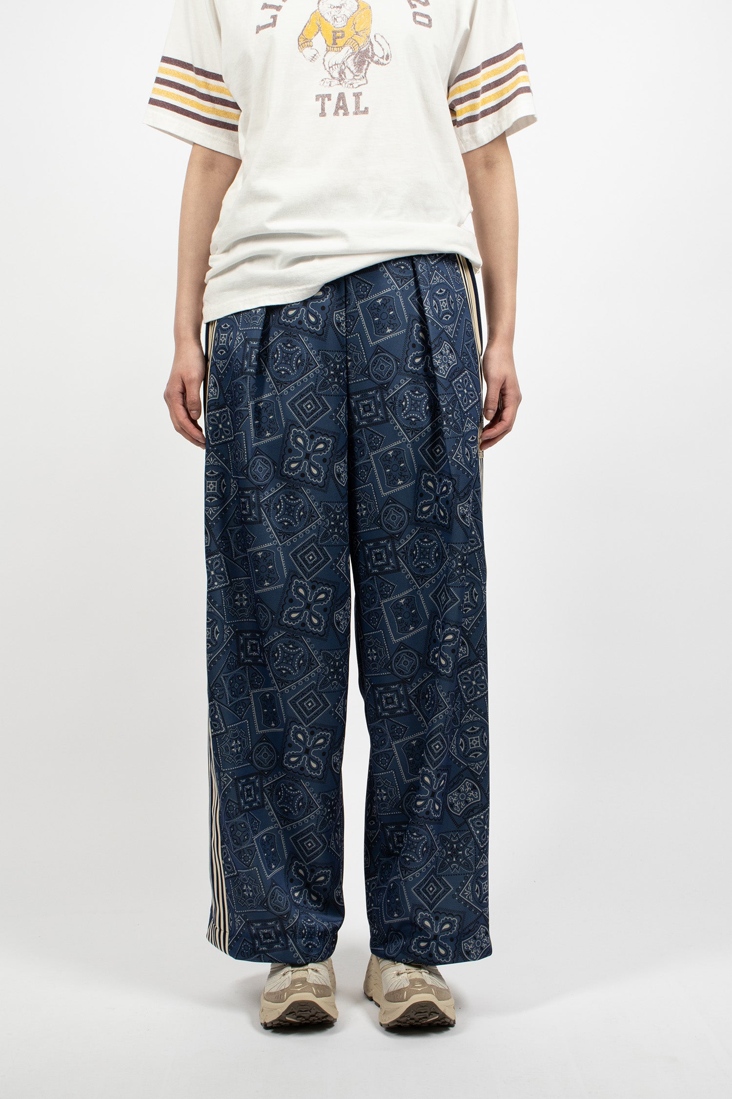 Smooth Jersey Cookie Bandana Baggy Track Pants Navy