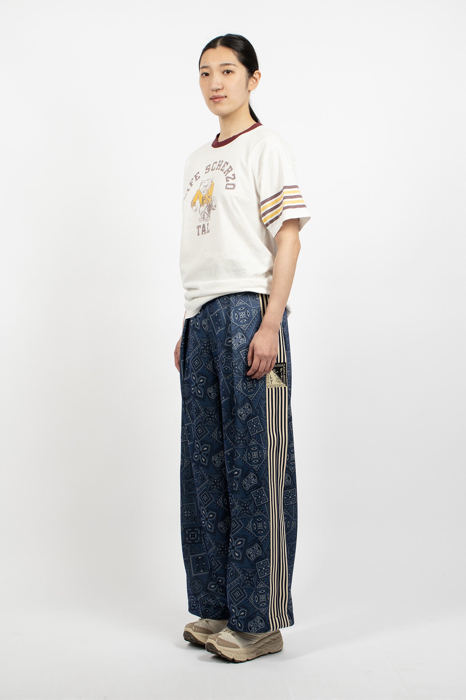 Smooth Jersey Cookie Bandana Baggy Track Pants Navy