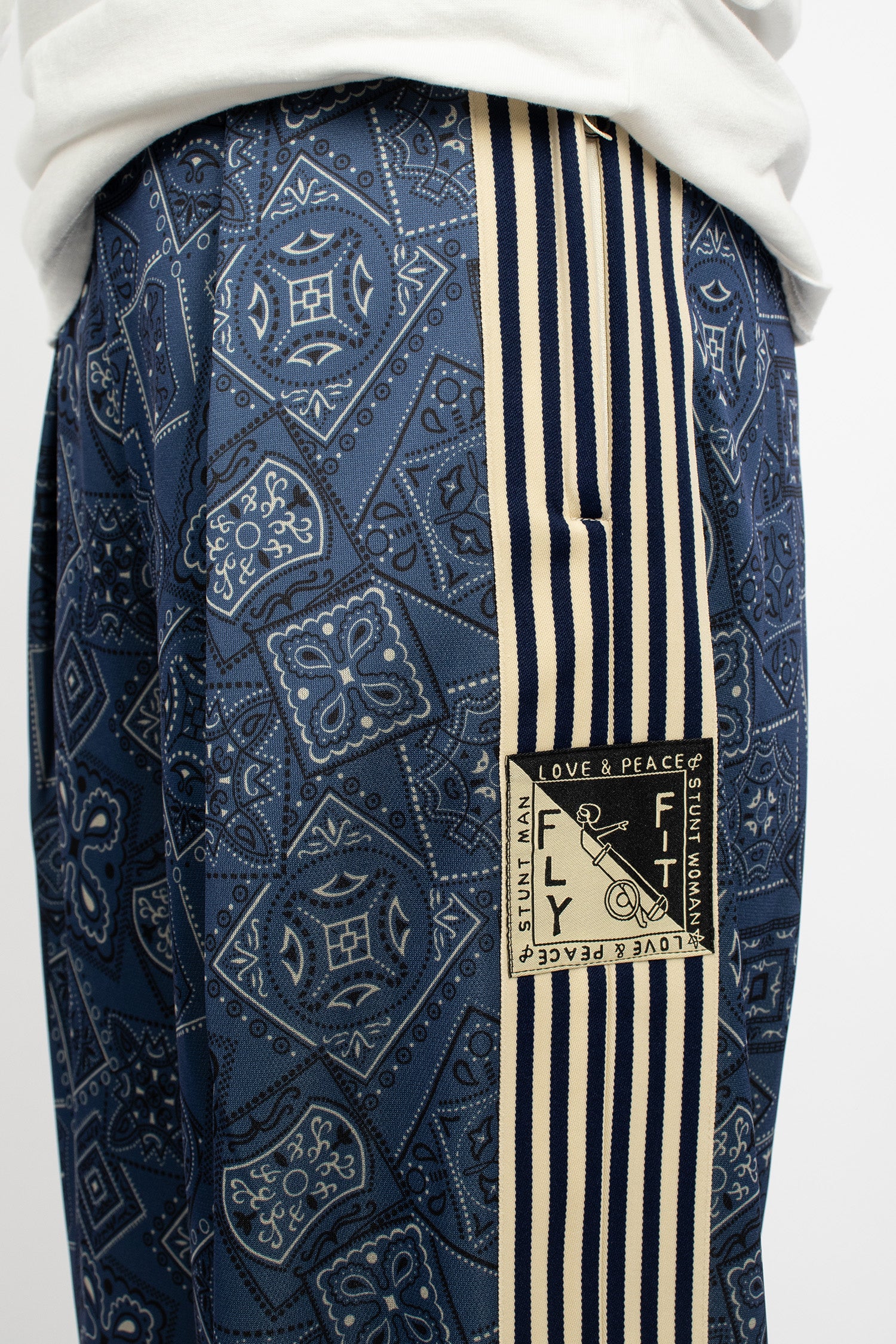 Smooth Jersey Cookie Bandana Baggy Track Pants Navy