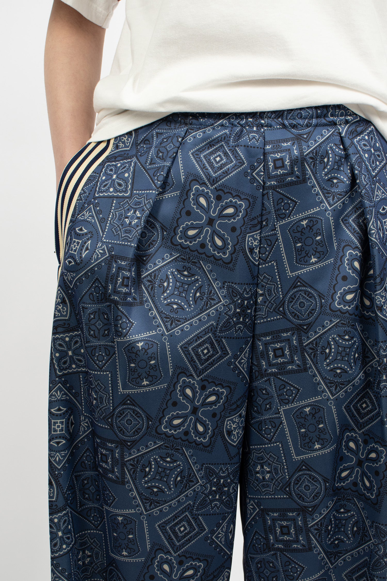 Smooth Jersey Cookie Bandana Baggy Track Pants Navy