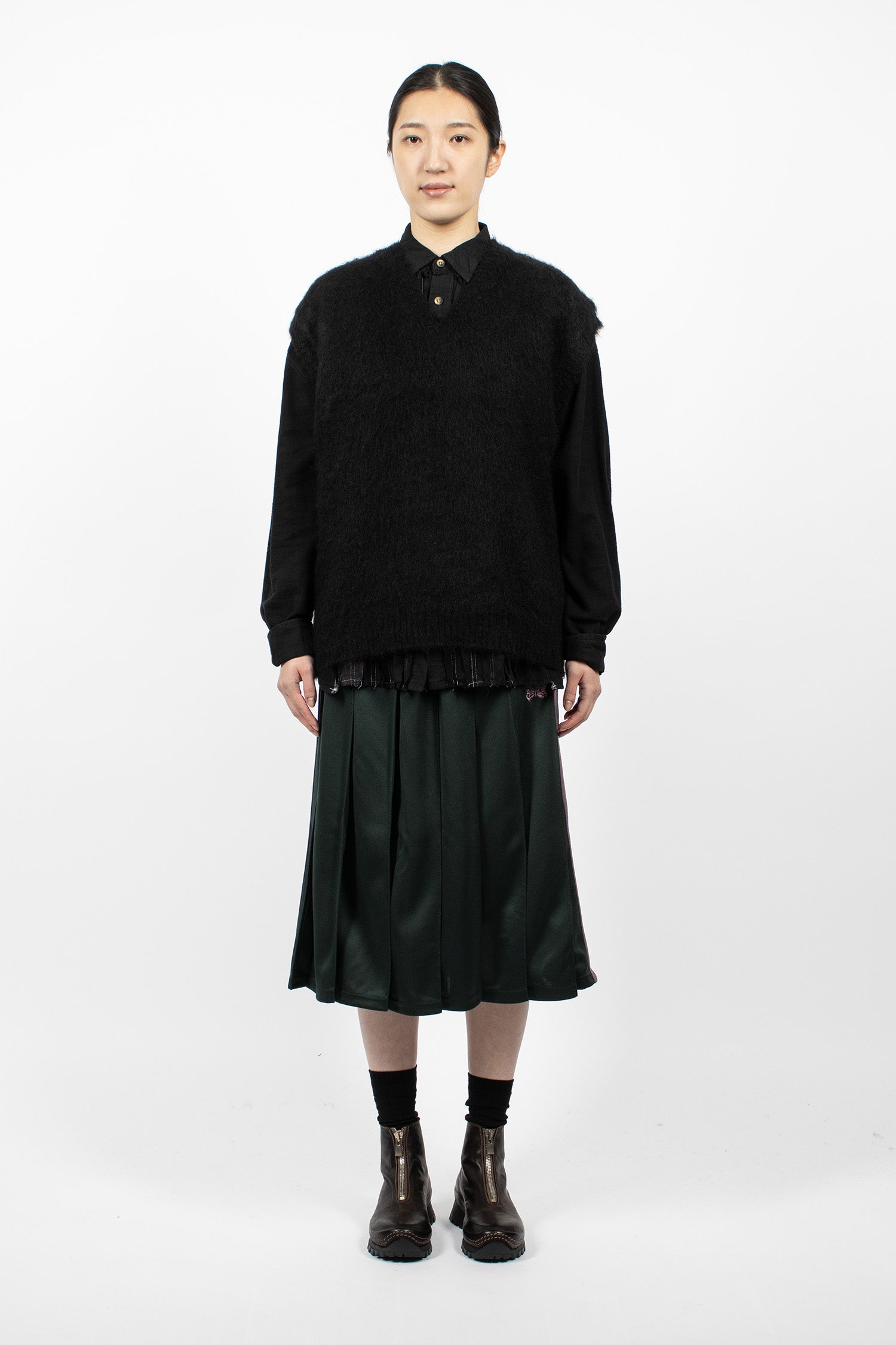 Pleated Track Skirt Green/Pink