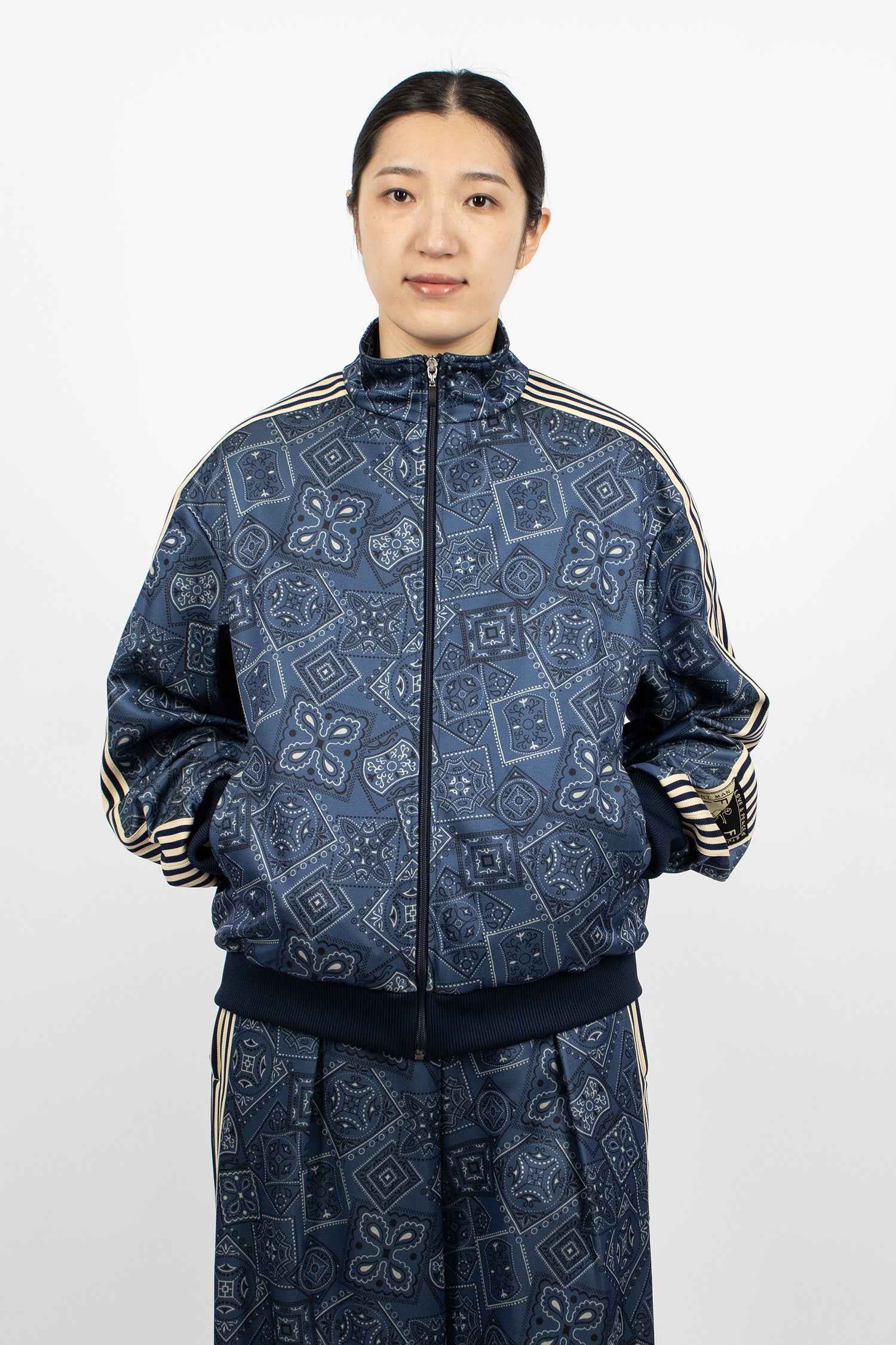 Smooth Jersey Cookie Bandana Track Jacket Navy