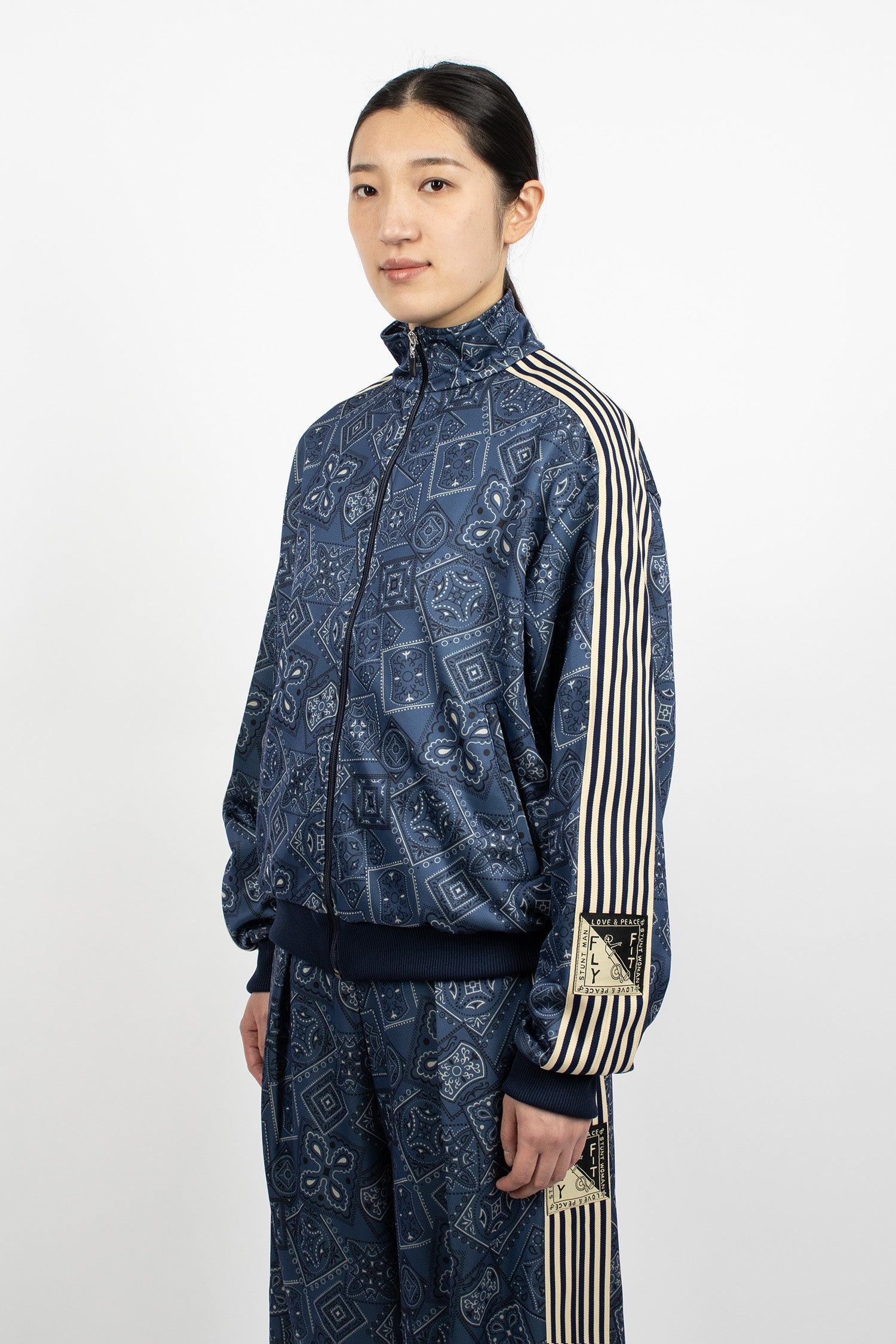 Smooth Jersey Cookie Bandana Track Jacket Navy