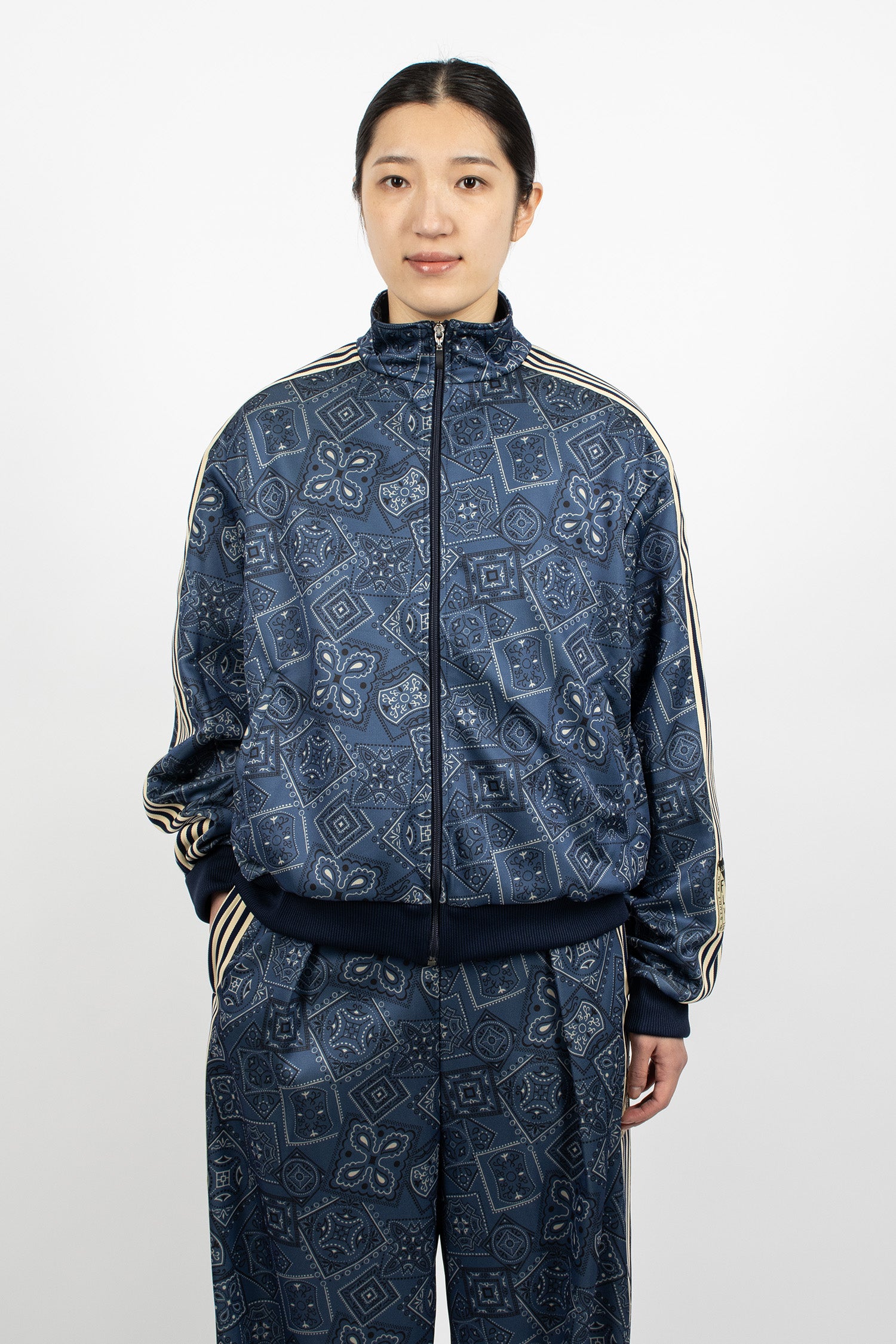 Smooth Jersey Cookie Bandana Track Jacket Navy