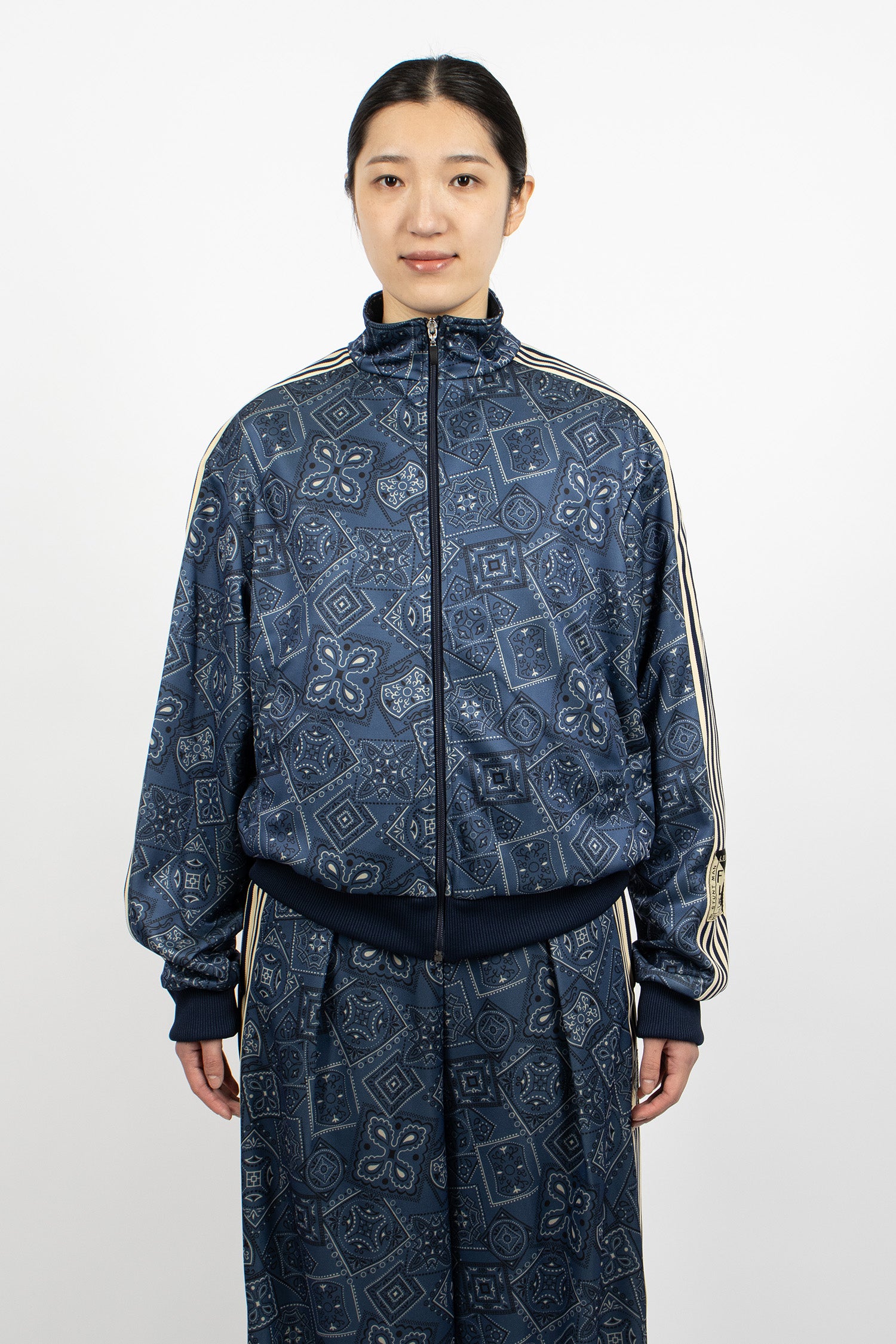 Smooth Jersey Cookie Bandana Track Jacket Navy