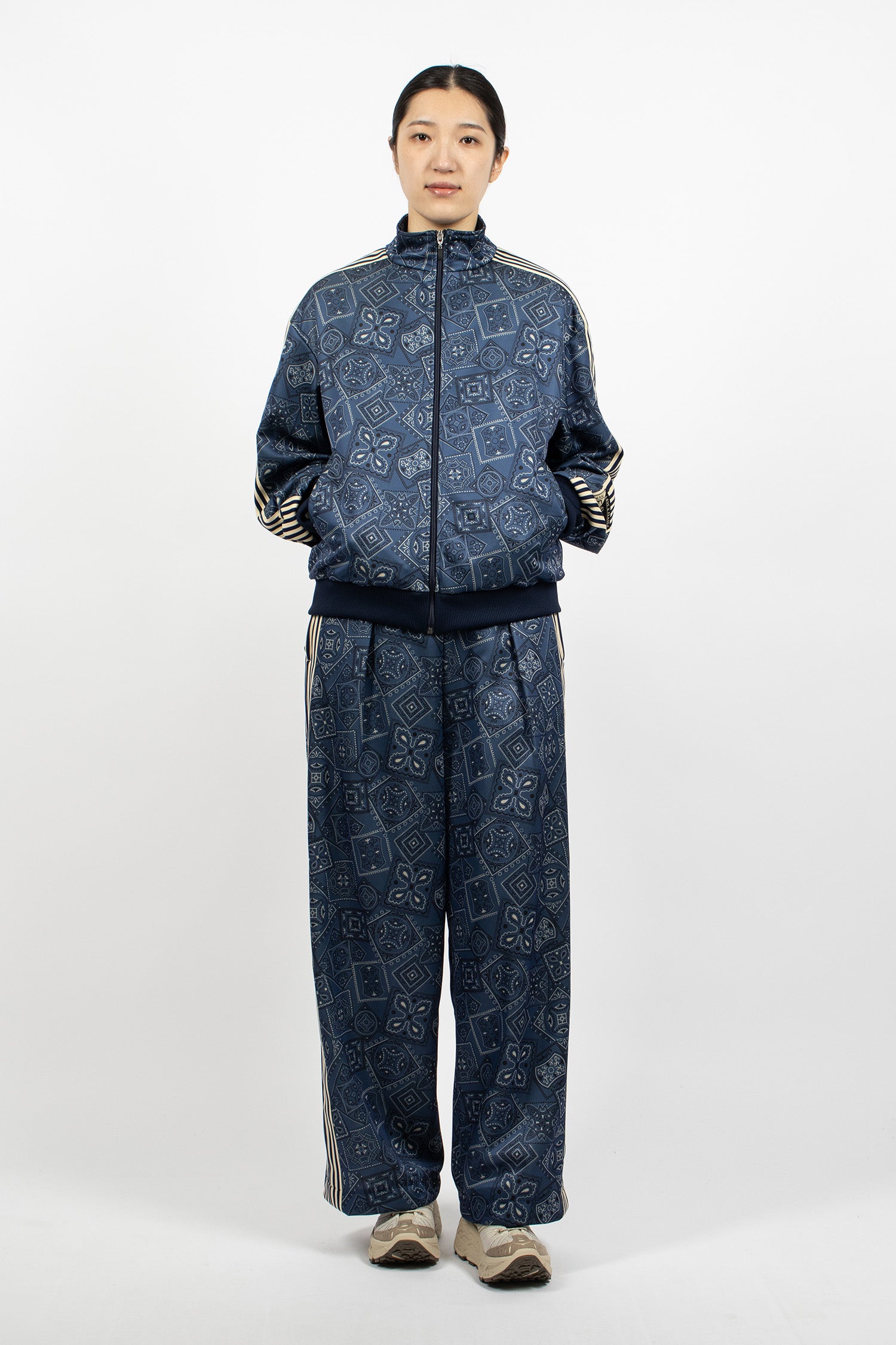 Smooth Jersey Cookie Bandana Track Jacket Navy