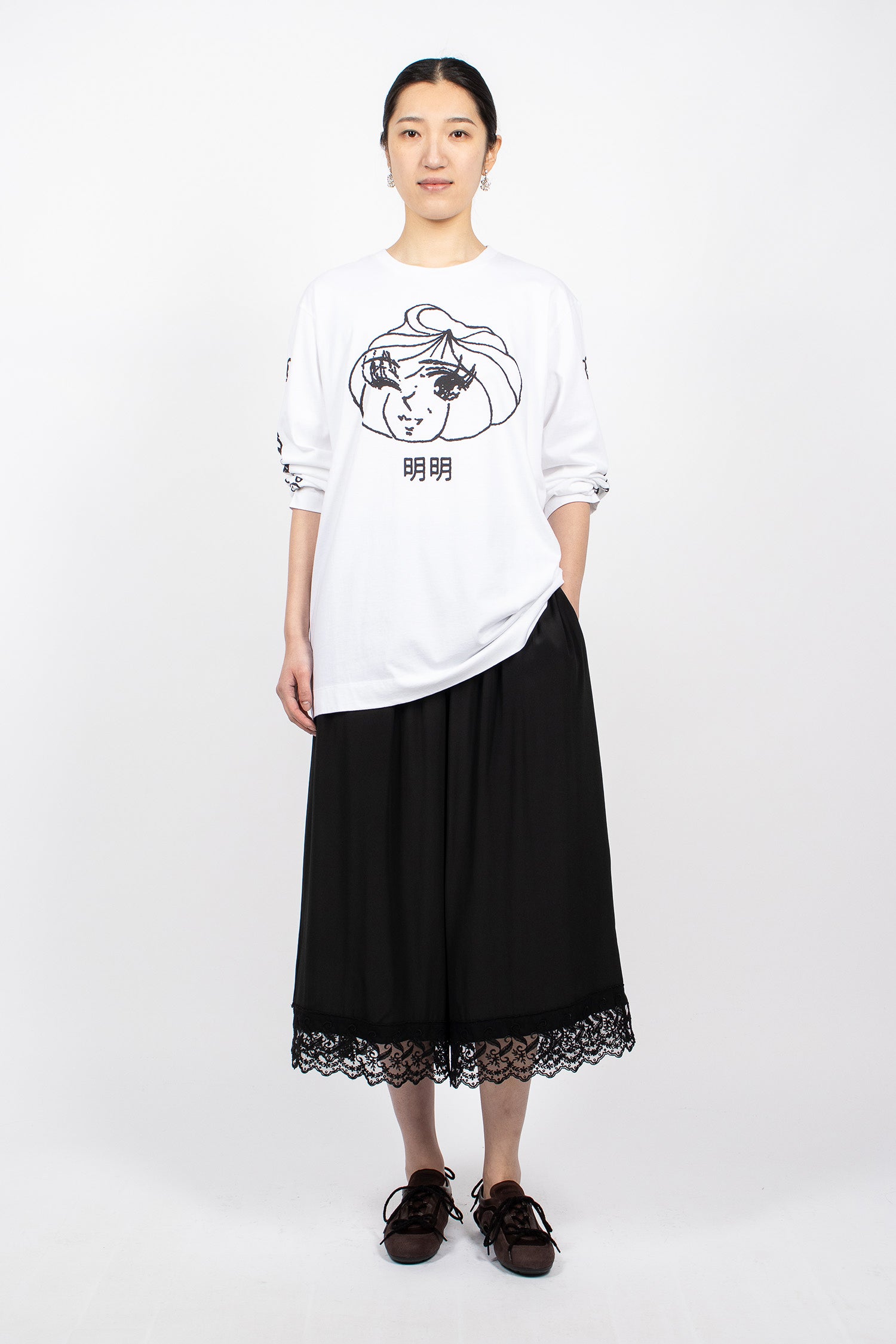Dim Sum Logo Print T-Shirt White/Black