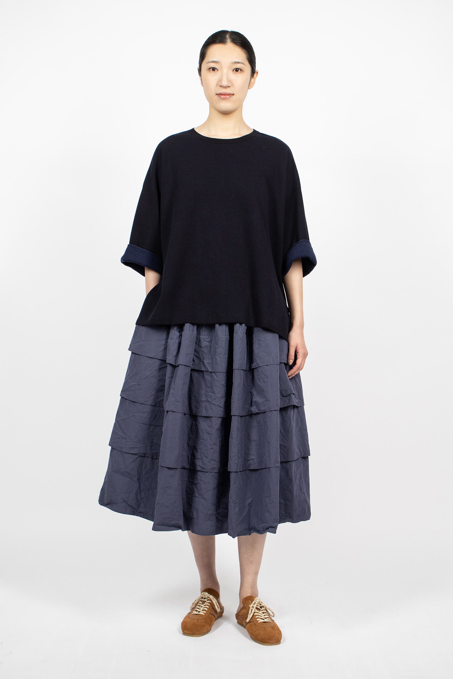 Oversized Knitted T-Shirt Navy