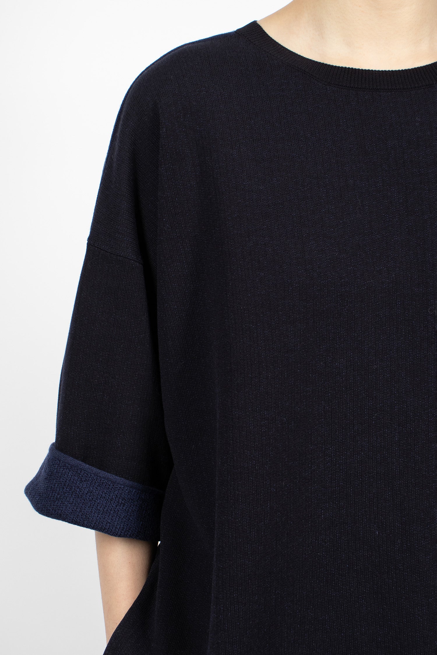 Oversized Knitted T-Shirt Navy