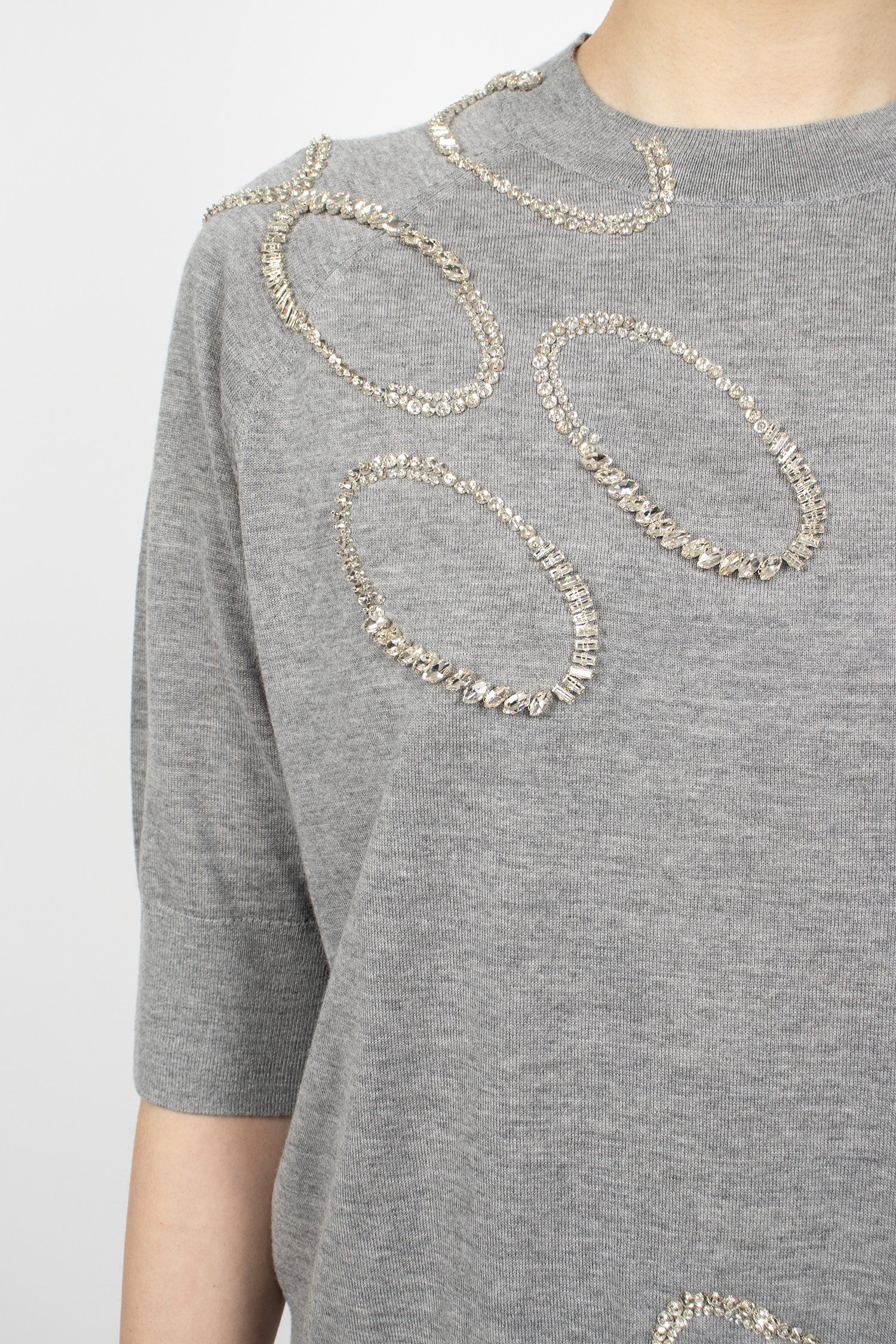 Embellished Merino Sweater Grey