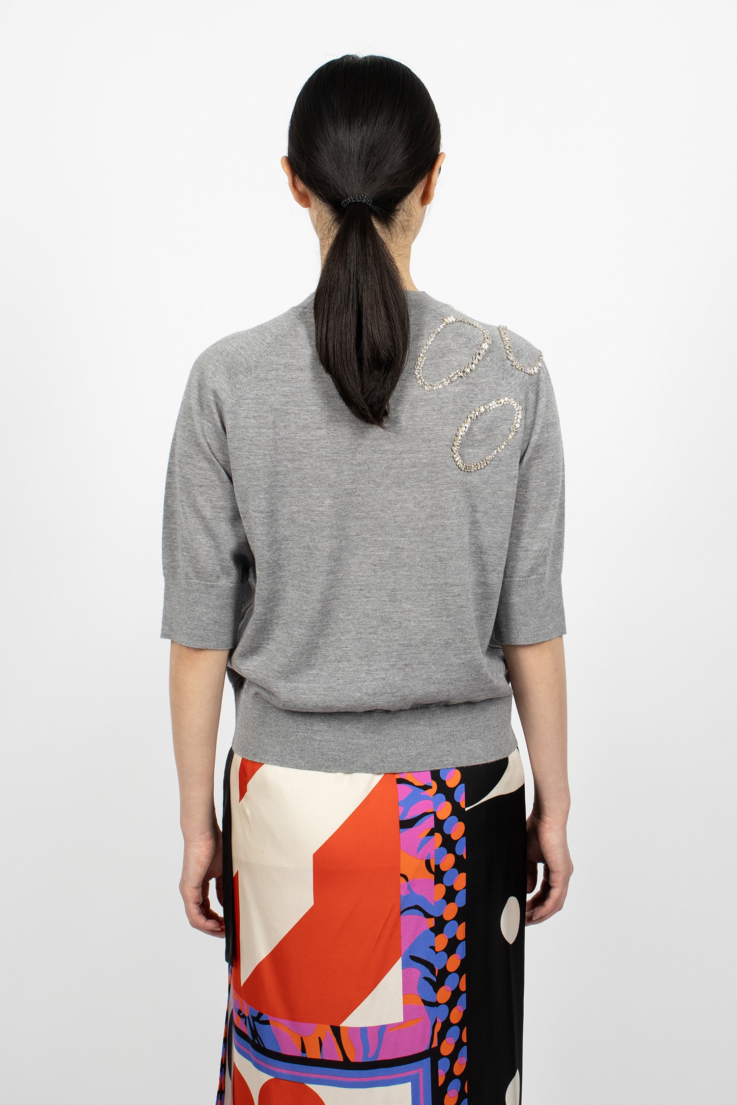 Embellished Merino Sweater Grey