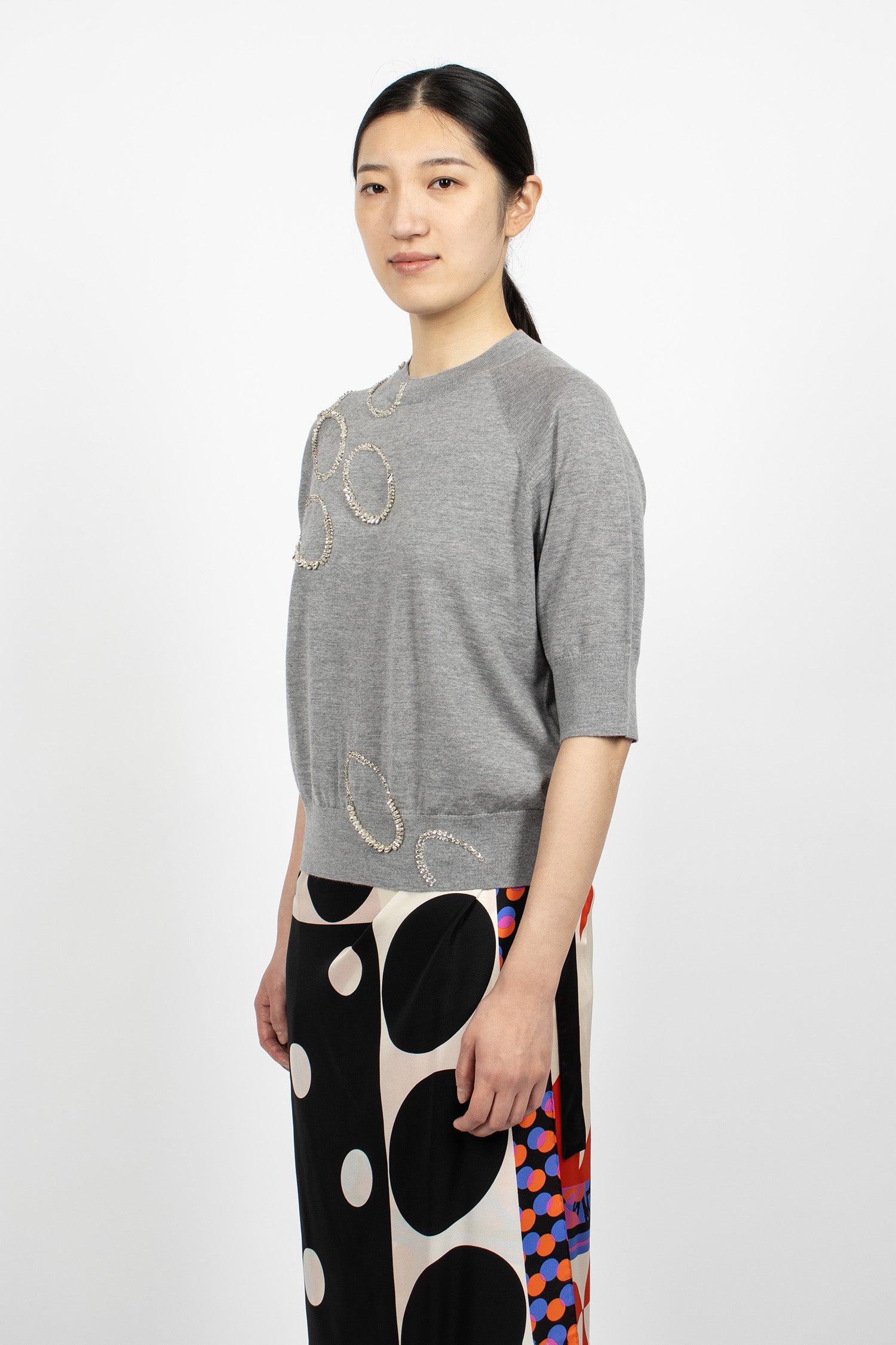 Embellished Merino Sweater Grey