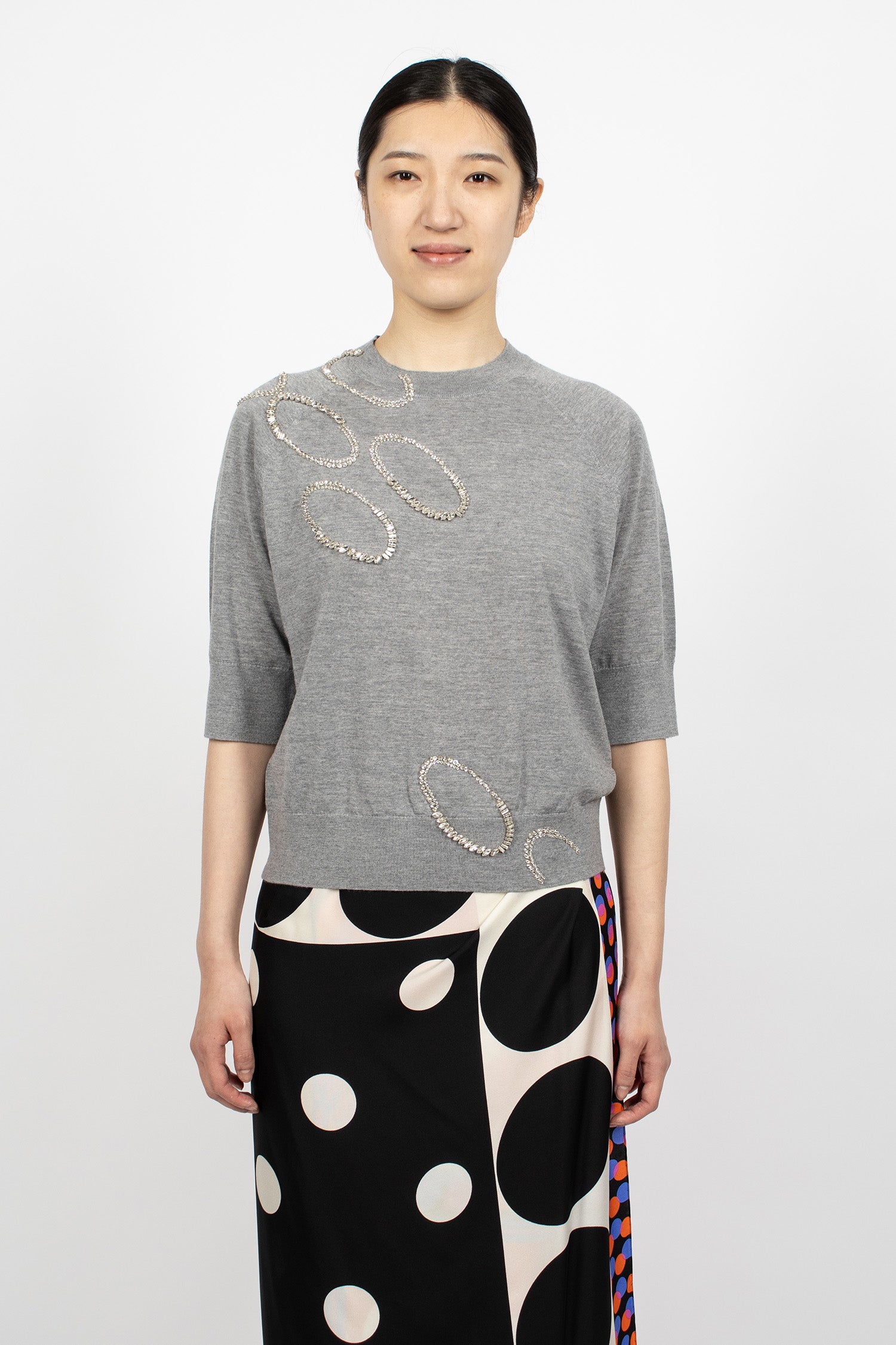 Embellished Merino Sweater Grey