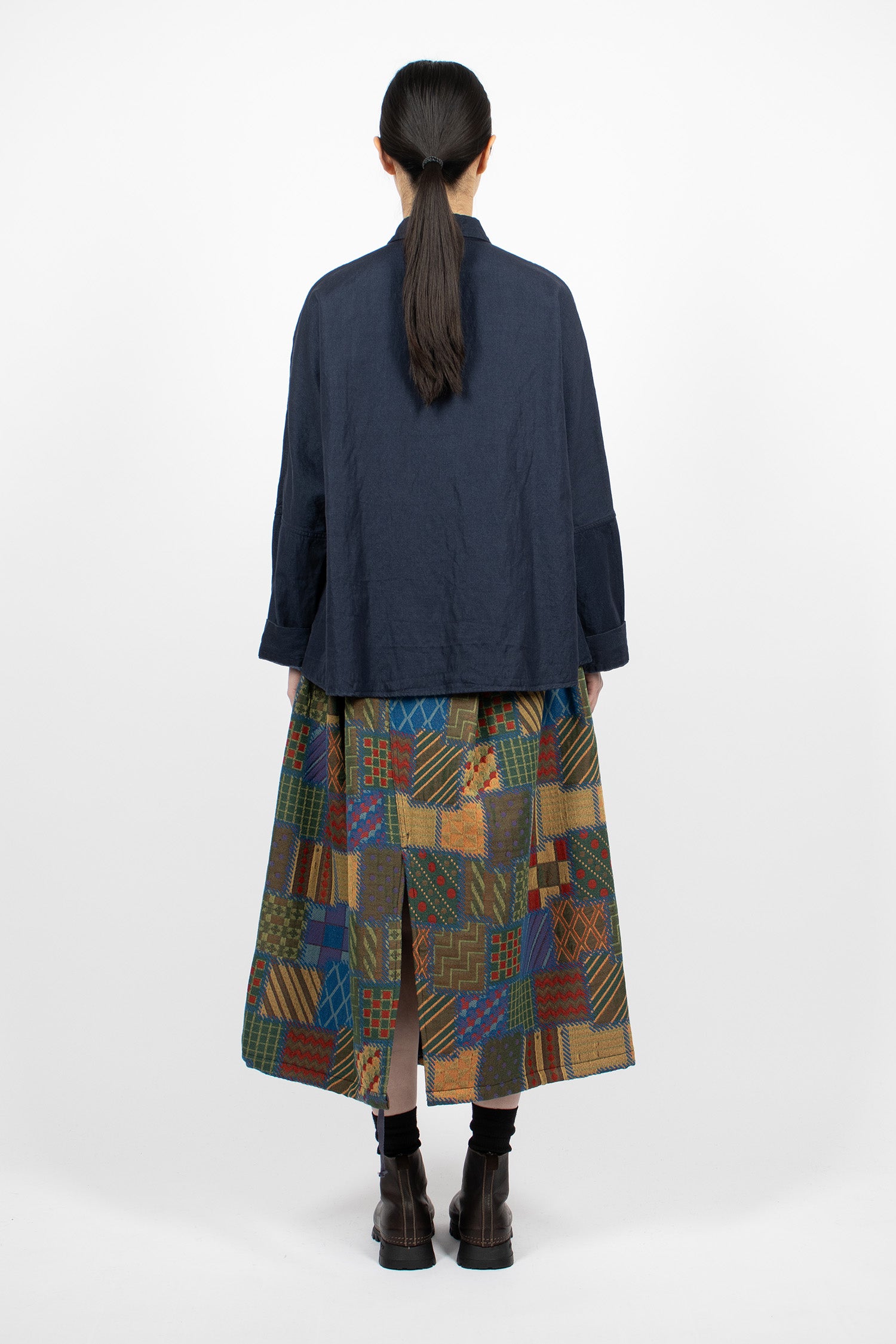 Tuck Skirt Multicolour Geometric Jacquard