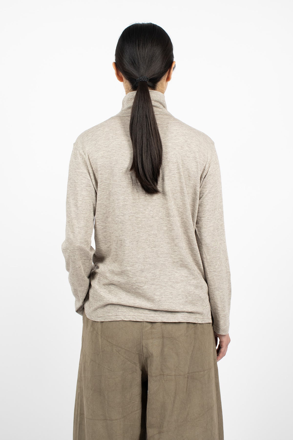 High Neck Pullover Grey-Brown