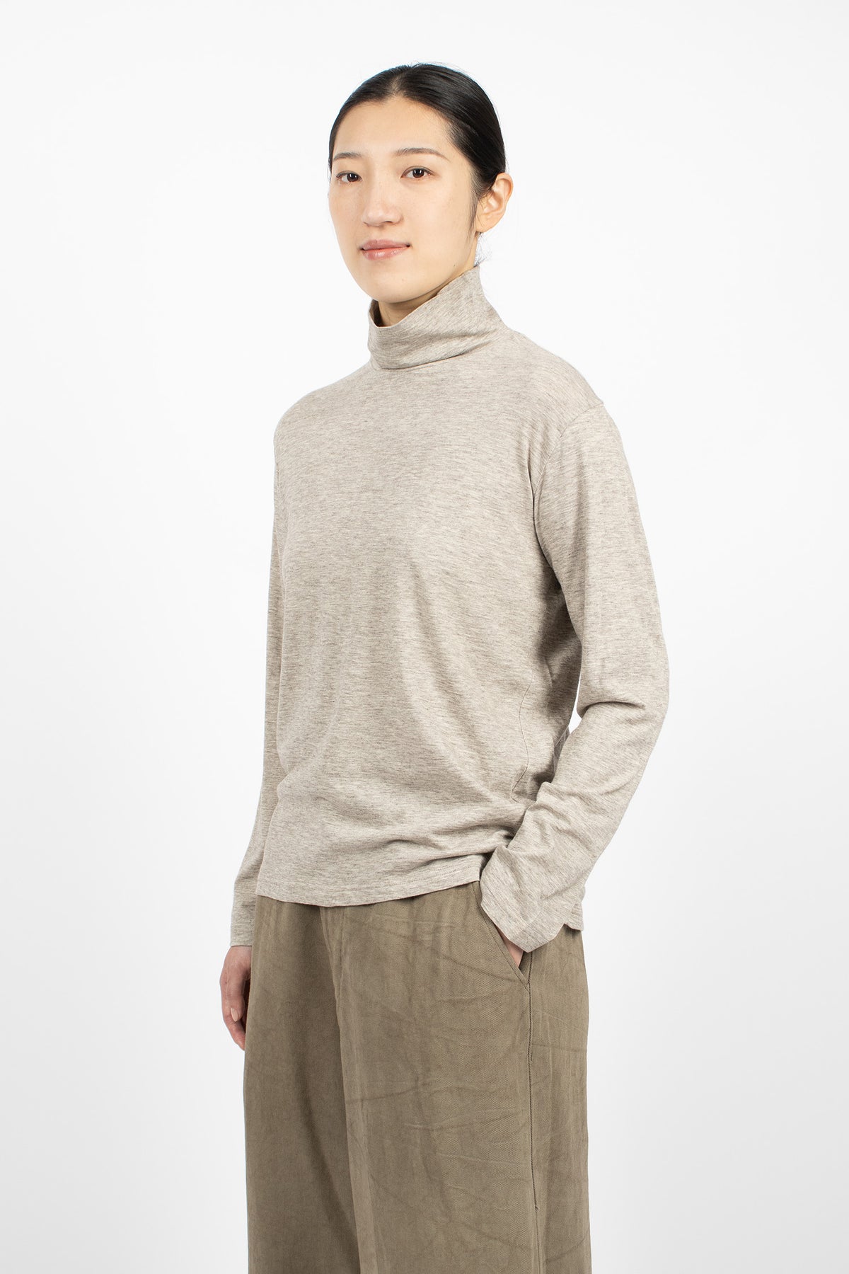 High Neck Pullover Grey-Brown