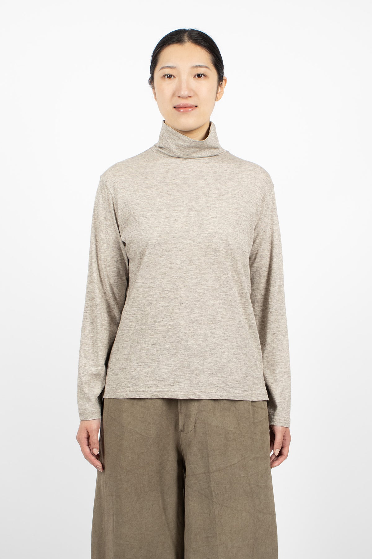 High Neck Pullover Grey-Brown
