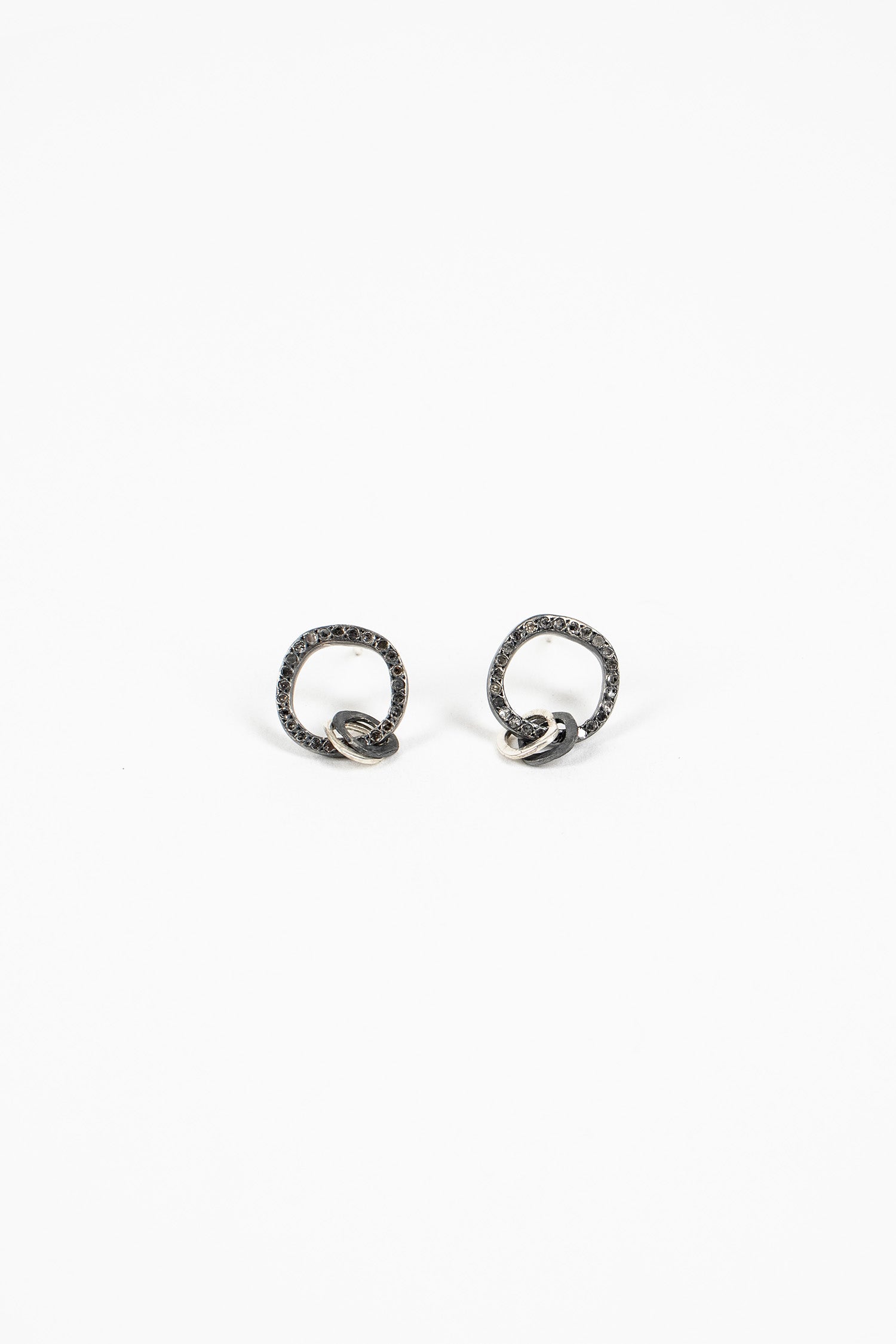 Unity Earrings Oxidised Silver/Icy Grey Diamond