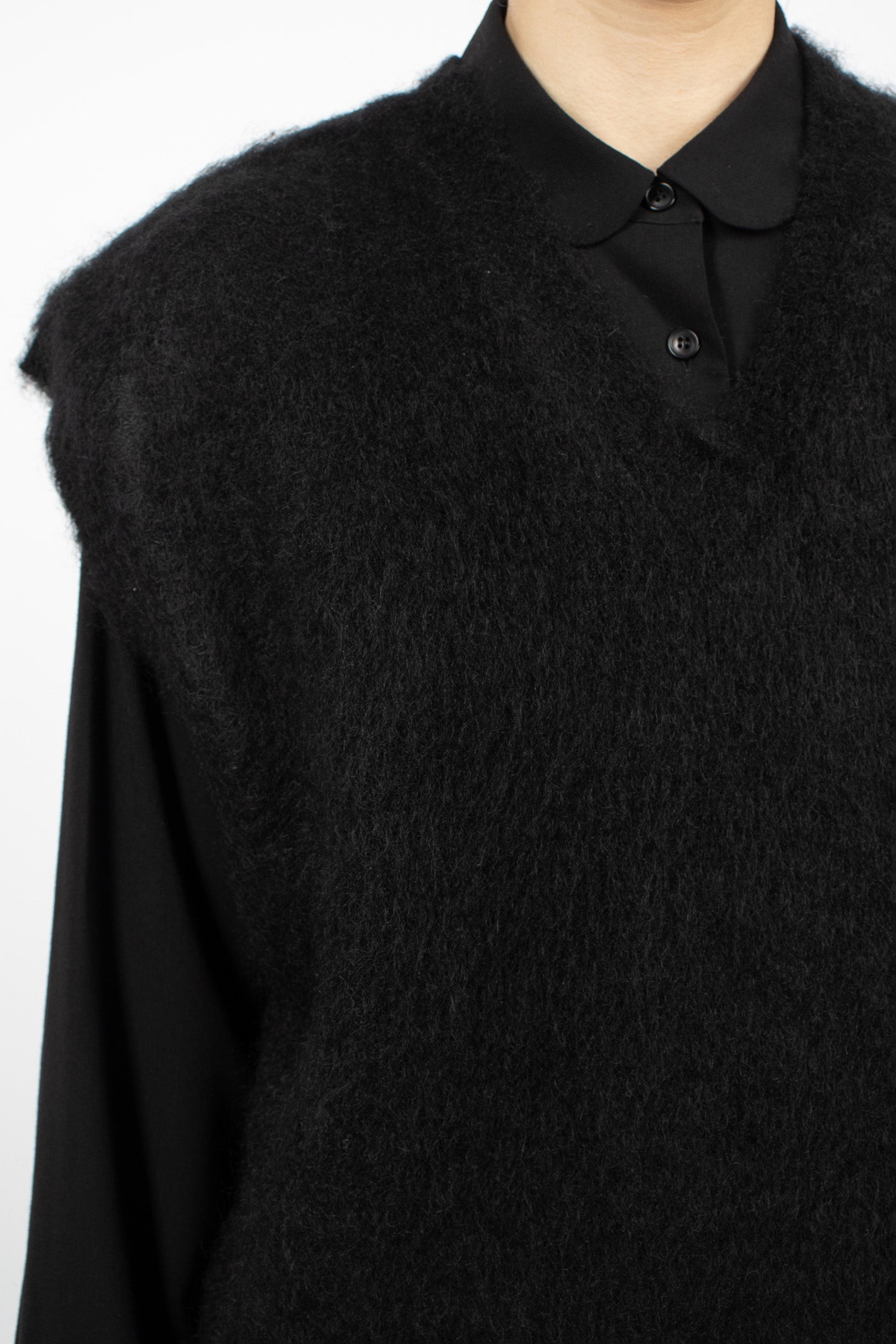 Mohair Knit Vest Black
